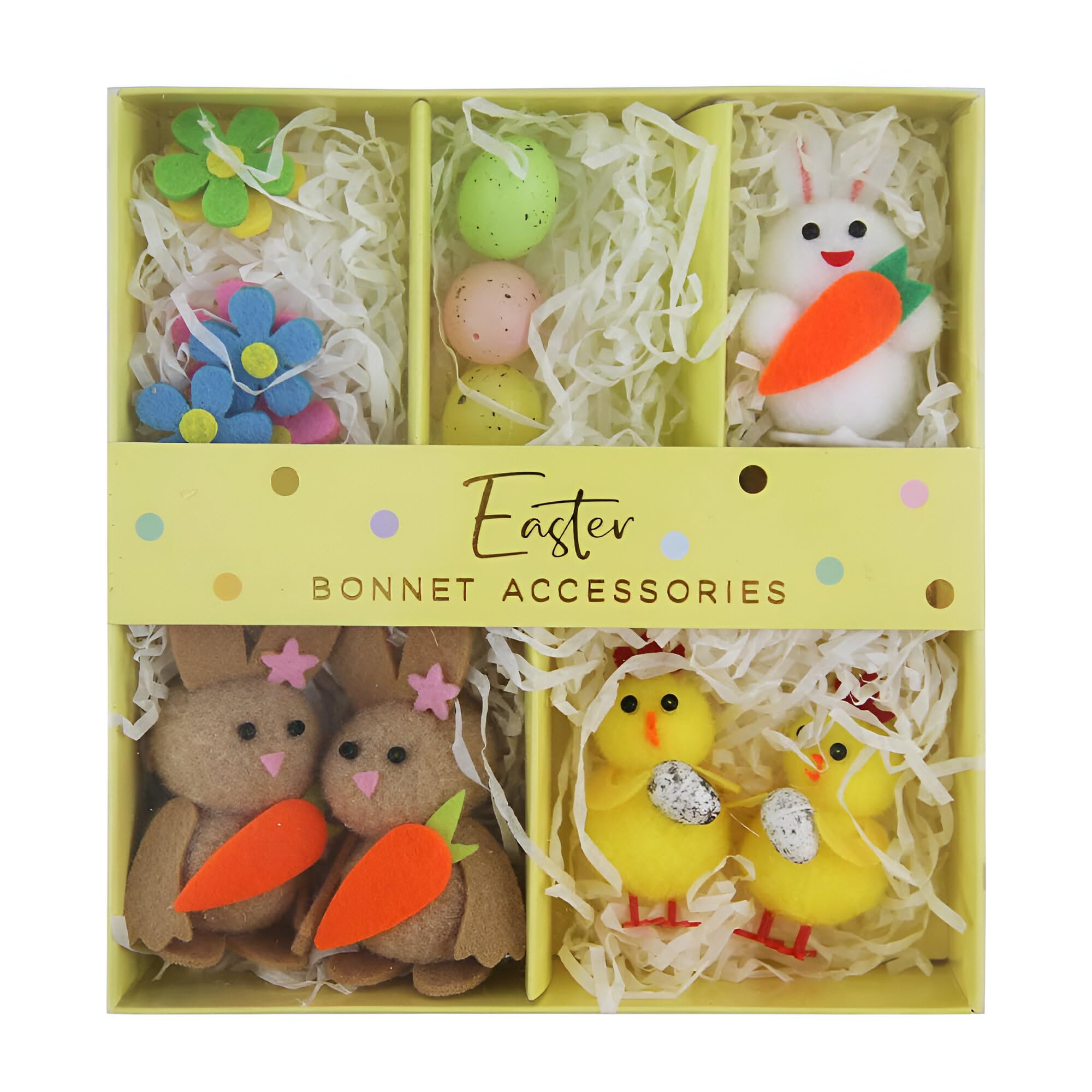 ZOPPER Easter Bonnet Accessories Set Easter Crafts Egg Decorating Kit, Easter Hat Bonnet Accessories Includes Chicks, Rabbit, Eggs,Daisies