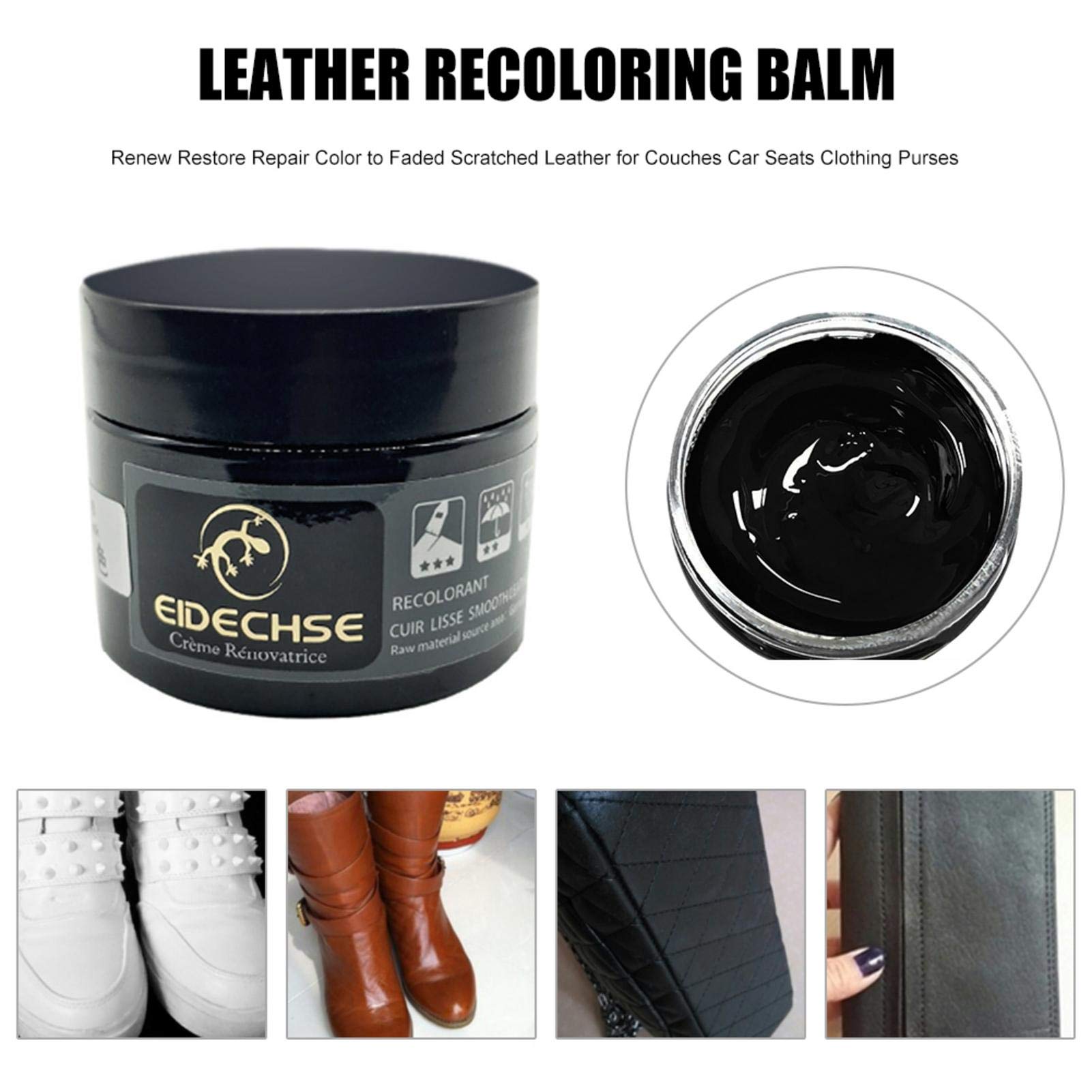 Balsamo in pelle grasso per la della pelle, 50 ml, per auto, mobili, giacca, abbigliamento da moto, borse in pelle, scarpe, Nero