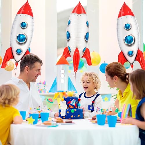 Miniatura 7 de 2 globos grandes de cohete para niños, globo de cohete, globos de aluminio de Mylar del espacio exterior para niños, juguetes para baby shower,