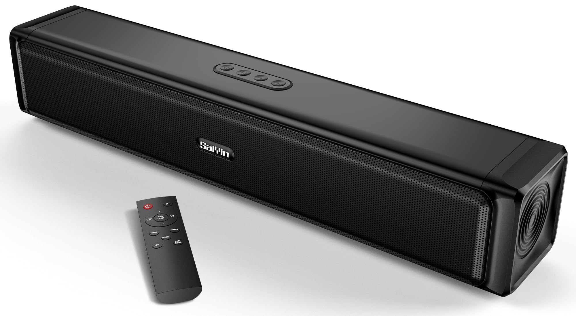 Saiyin Sound Bar,Soundbar for TV with 4 Powerful Speakers,Surround Sound System for TV,17 inch Soundbar with Bluetooth/HDMI-ARC/Optical/AUX,Wall Mountable