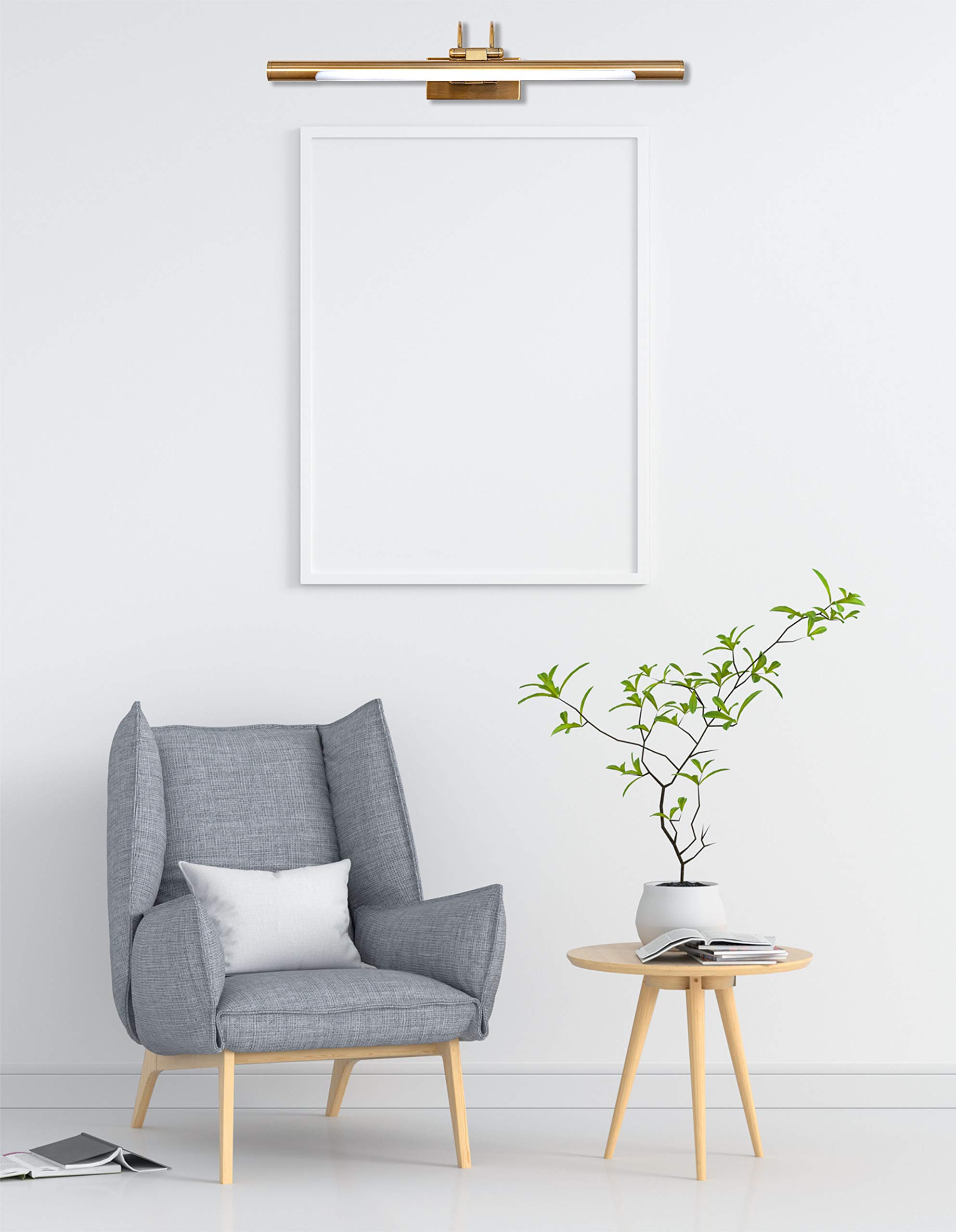 Aplique LED de pared para iluminar cuadros, espejos, murales, etc, led 8W estilo tradicional y elegante,tono de luz cálida 3000K, Bronce envejecido, totalmente articulado y giratorio. 50cm