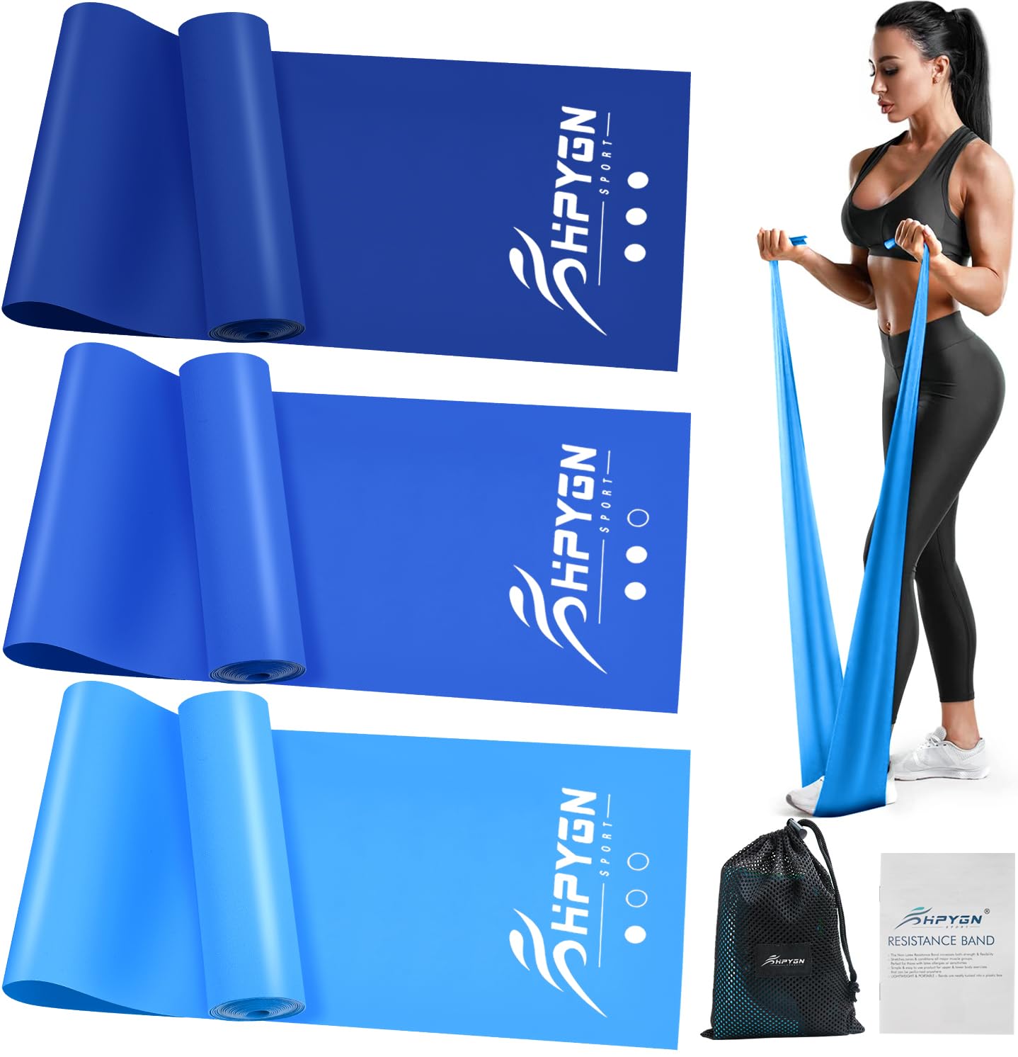 HPYGN Resistance Bands for Working Out, Exercise Bands for Physical Therapy, Yoga, Pilates, Rehab, Fitness, Elastic Band for Exercise at Home, Resistance Bands for Working Out Women and Men