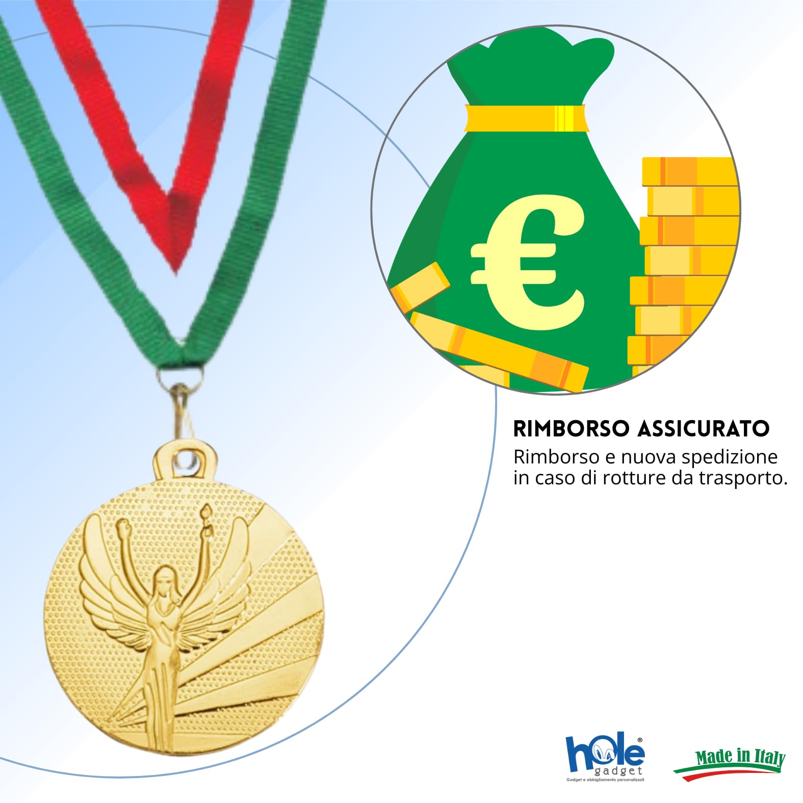 Medaglie Premiazioni Personalizzate Vittoria Sportive da 3,2 cm con Laccetto Medaglia Personalizzabili in Metallo con Stampa Personalizzata, Sport cod. 23.02.32.66G