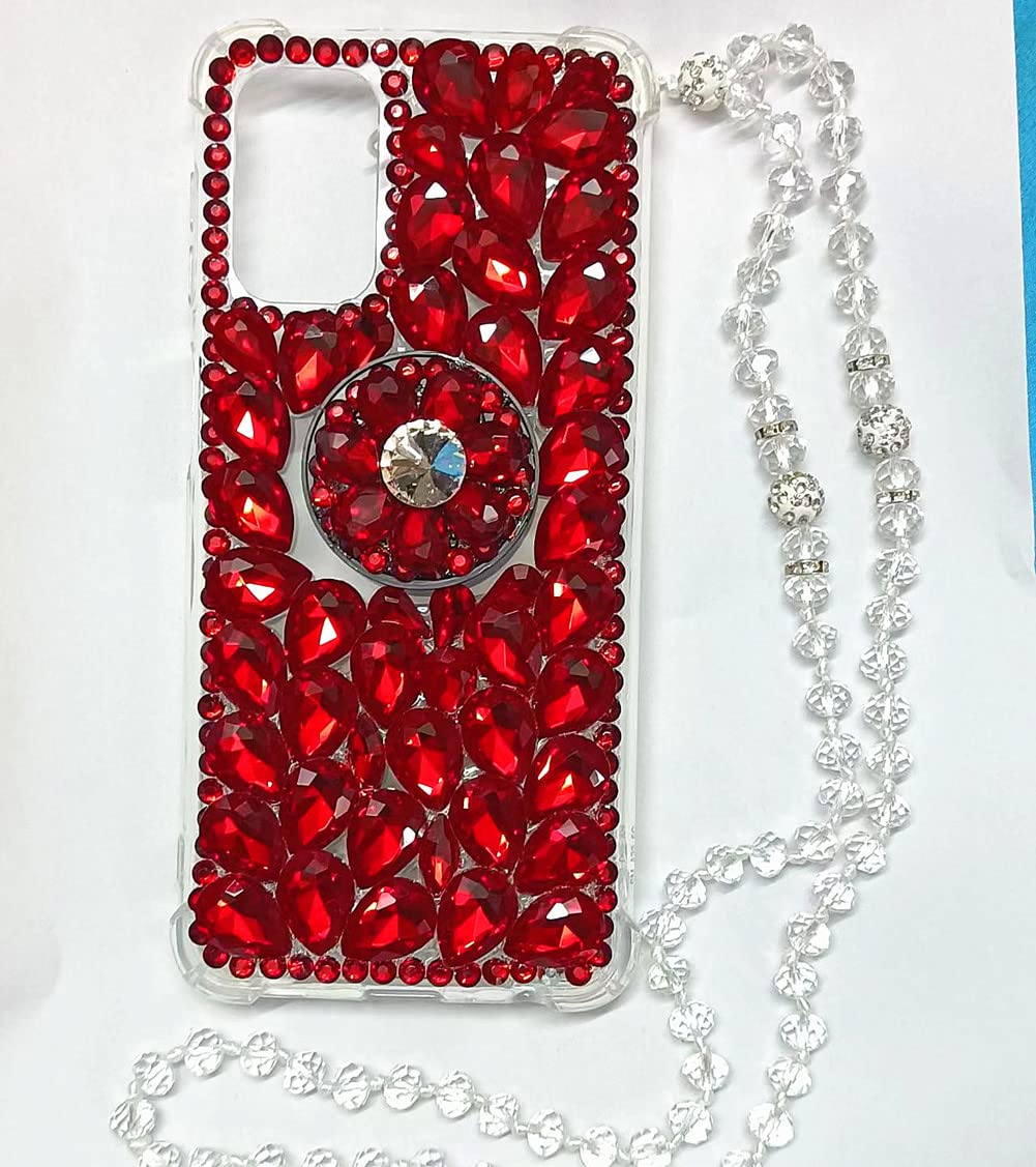 Case for Galaxy A02S,Diamond Kickstand Case for Galaxy A02S Case,3D Handmade Bling Diamond Glitter Phone Case for Samsung Galaxy A02S(Red)