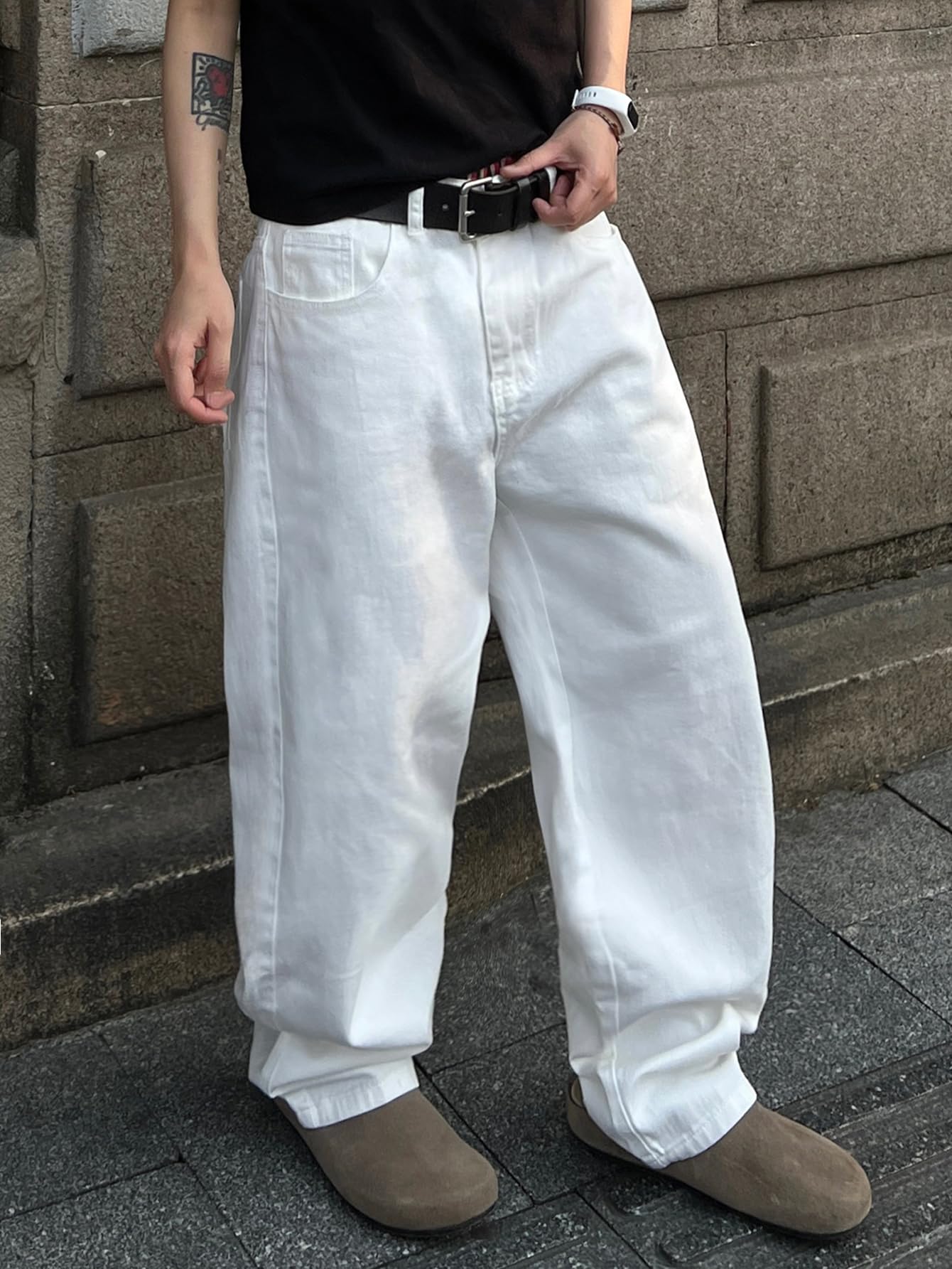 Herren Baggy Jeans im lockeren Weitschnitt Y2K Skaterhose mit gerader Beinform Hip-Hop Streetwear
