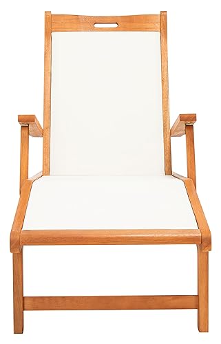 Outdoor Collection Kamson Natural Brown Solid Wood/Beige Fabric Adjustable Chaise