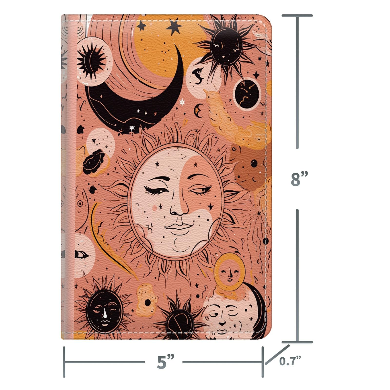 Sun Moon and Stars Cute Server Books for Waitress, Leather Waiter Book Server Wallet with Zipper Money Pocket, 5 * 8 Waitress Ticket Book Holder Restaurant Waitstaff Organizer with Pen Holder Fit