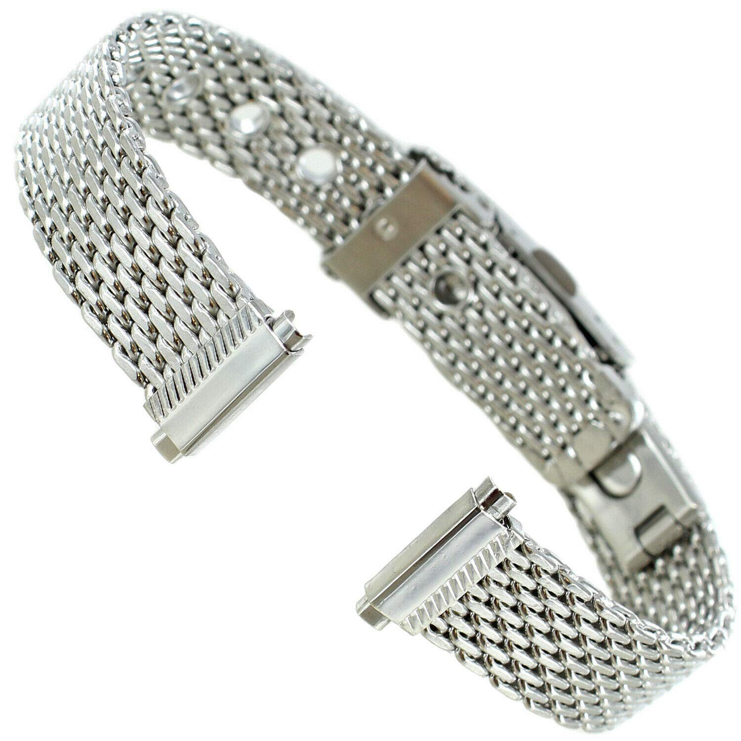 12-14mm Milano Adjustable w/Eyelets Solid Mesh Stainless Steel Watch Band 1817