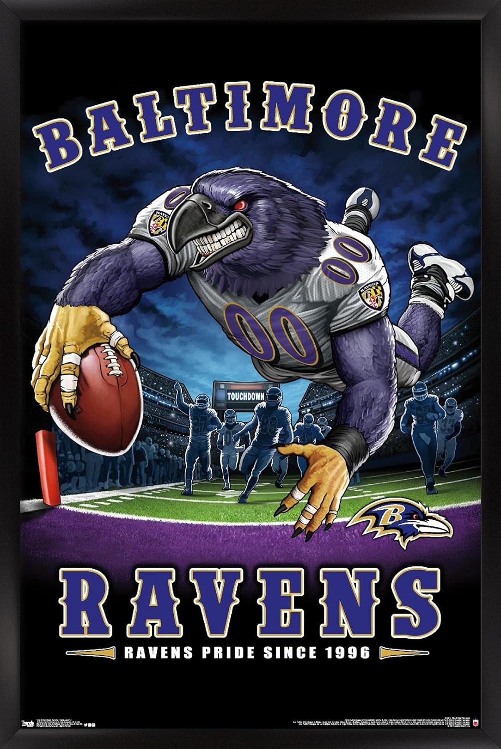 Trends International NFL Baltimore Ravens - End Zone 17 Wall Poster, 22.375" x 34", Black Framed Version