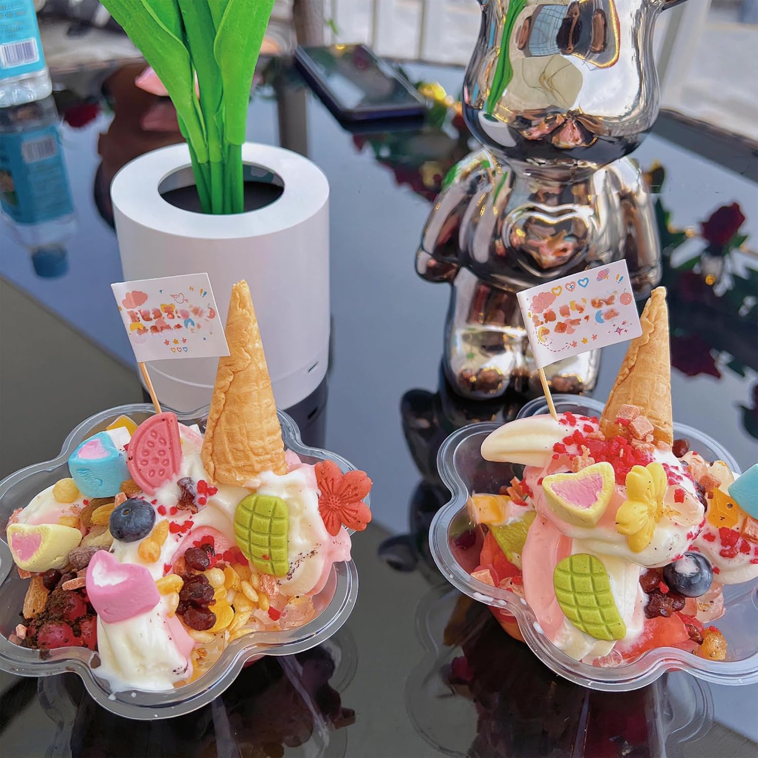 8 oz Plastic Dessert Cups with Spoons, 50ct