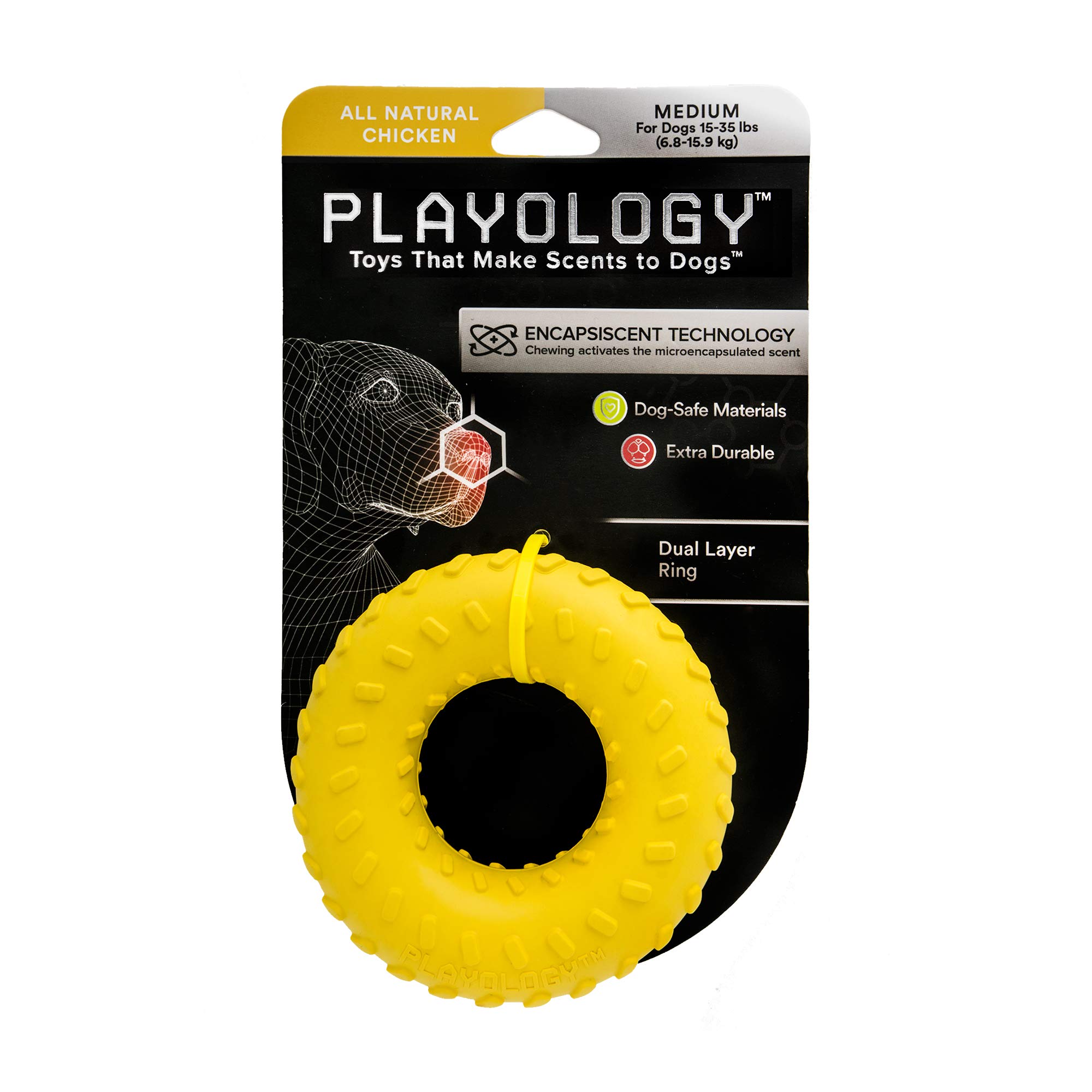 PlayologyDual Layer Ring Dog Toy Chicken Scent, Small