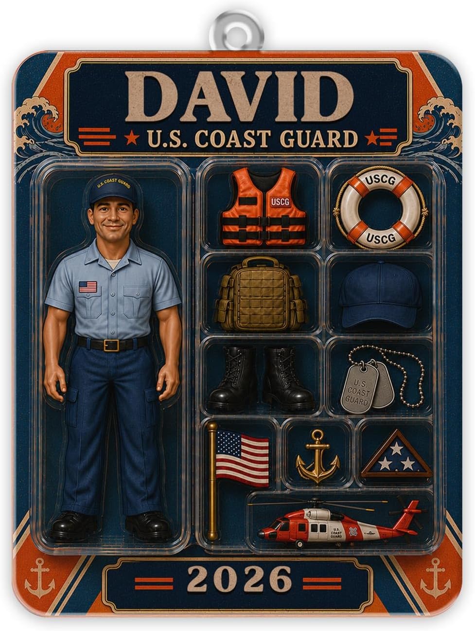 Personalized Coast Guard Soldier Figure Acrylic Ornament, Custom Face image 4
