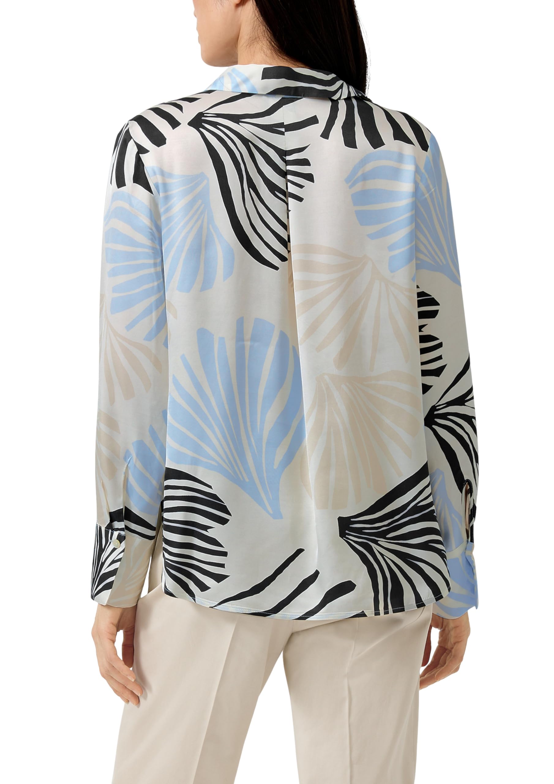 s.Oliver Satinierte Viskose-Bluse mit All-Over-Print und Manschetten