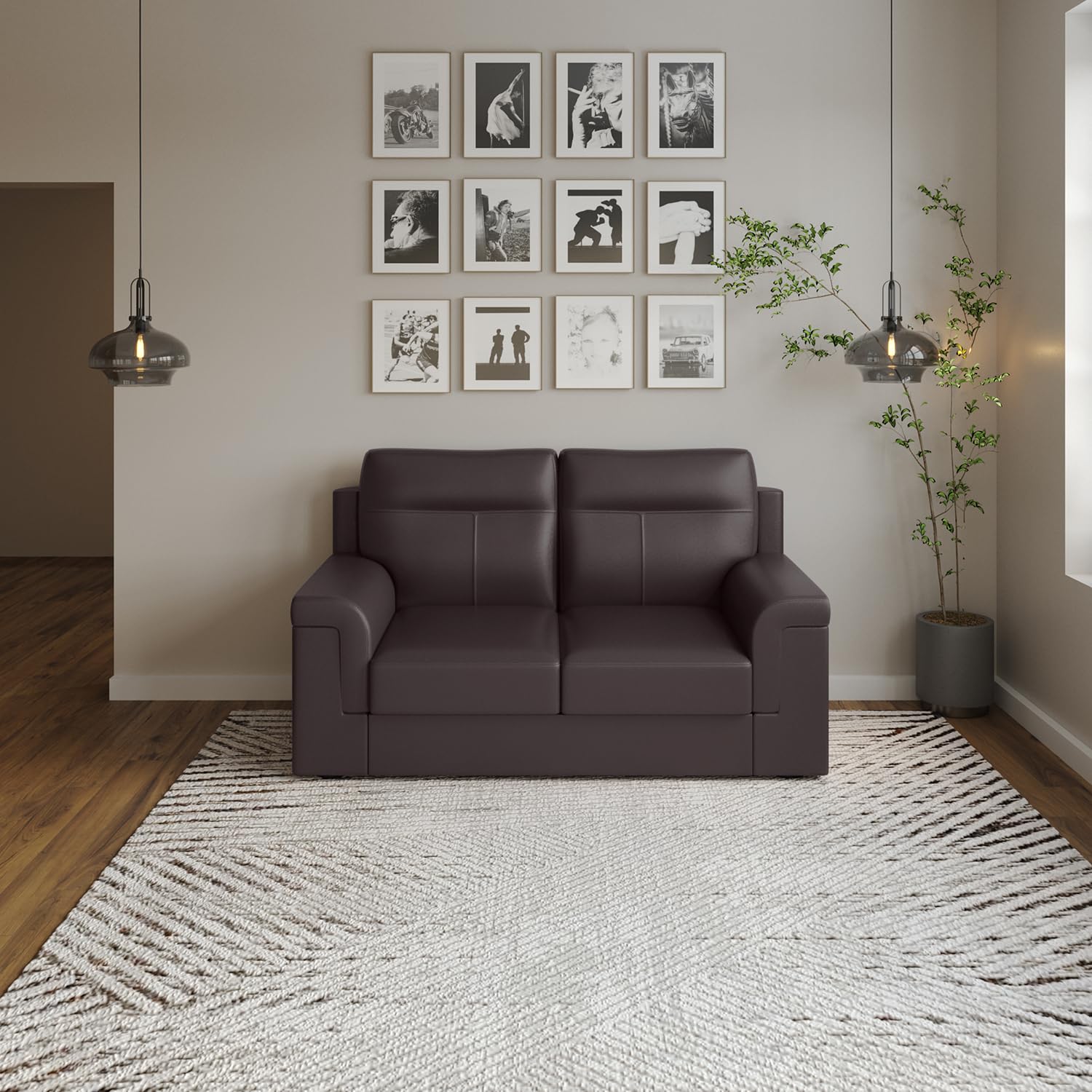 GODREJ INTERIO Sofa Greta 2 Seater Synthetic Leather Sofa for Living Room, 1-Year Warranty, Solid Wood, Coffee Brown-image-44