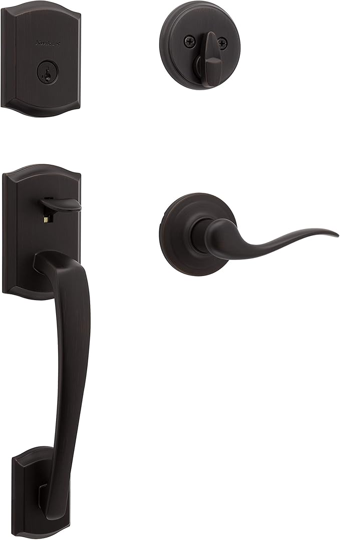 Kwikset Prescott Front Door Lock Handle and Deadbolt Set, Entry