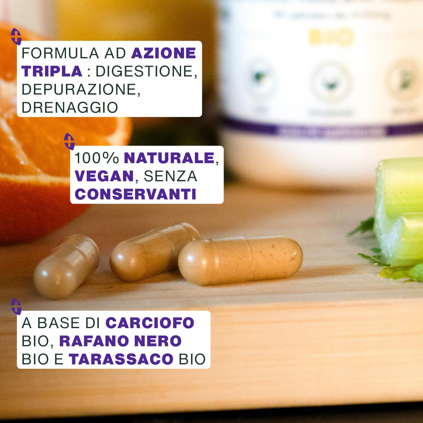 Detox Fegato BIO | Potente Depurativo de la Tossine, Drenante, migliora la Digestione | Carciofo, Ravanello Nero, Tarassaco | 90 capsule vegane, Integratore Detox | Qualità superiore