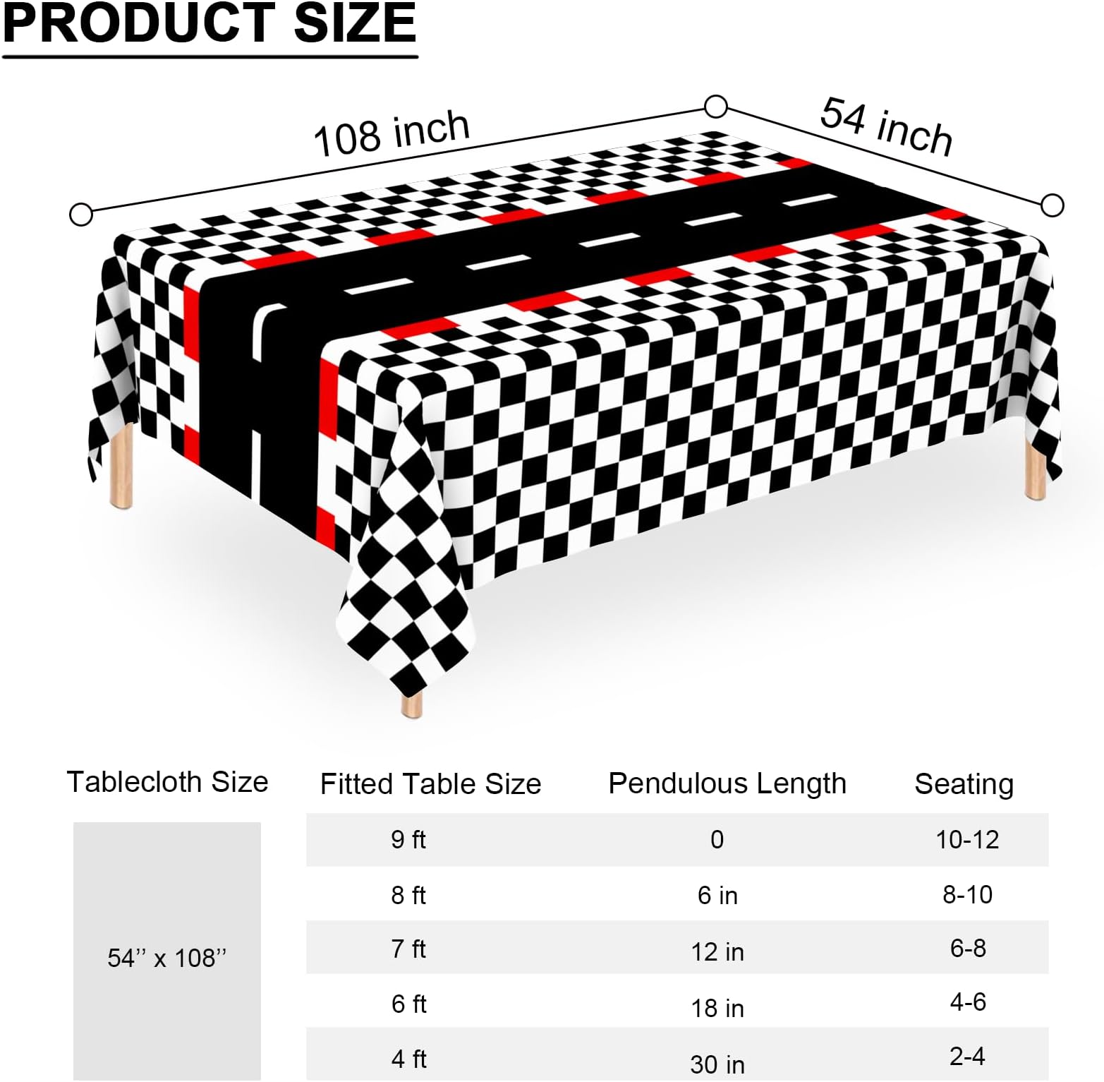 QISOLIY 3 PCS Race Car Table Cloth Racing Car Theme Tablecloths Car Disposable Plastic Tablecloths Black Checkered Racetrack Flag Table Covers for Race Car Birthday Party Decorations, 54 x 108 Inch