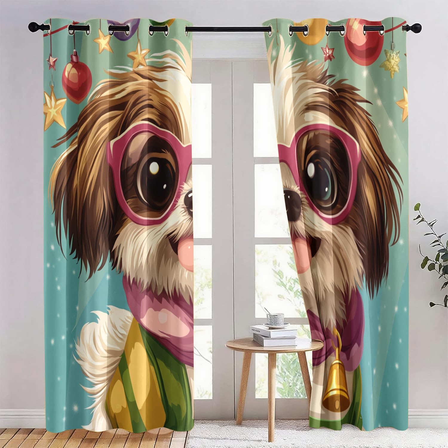 Perro De Dibujos Animados Cortinas Opacas Con Ojales Estampados 3D Cortinas Dormitorio Aislantes Termicas (2 Pieza) Reducir El Ruido Para Salon Cocina Oficina Infantiles Cortinas 2X140X175 Cm