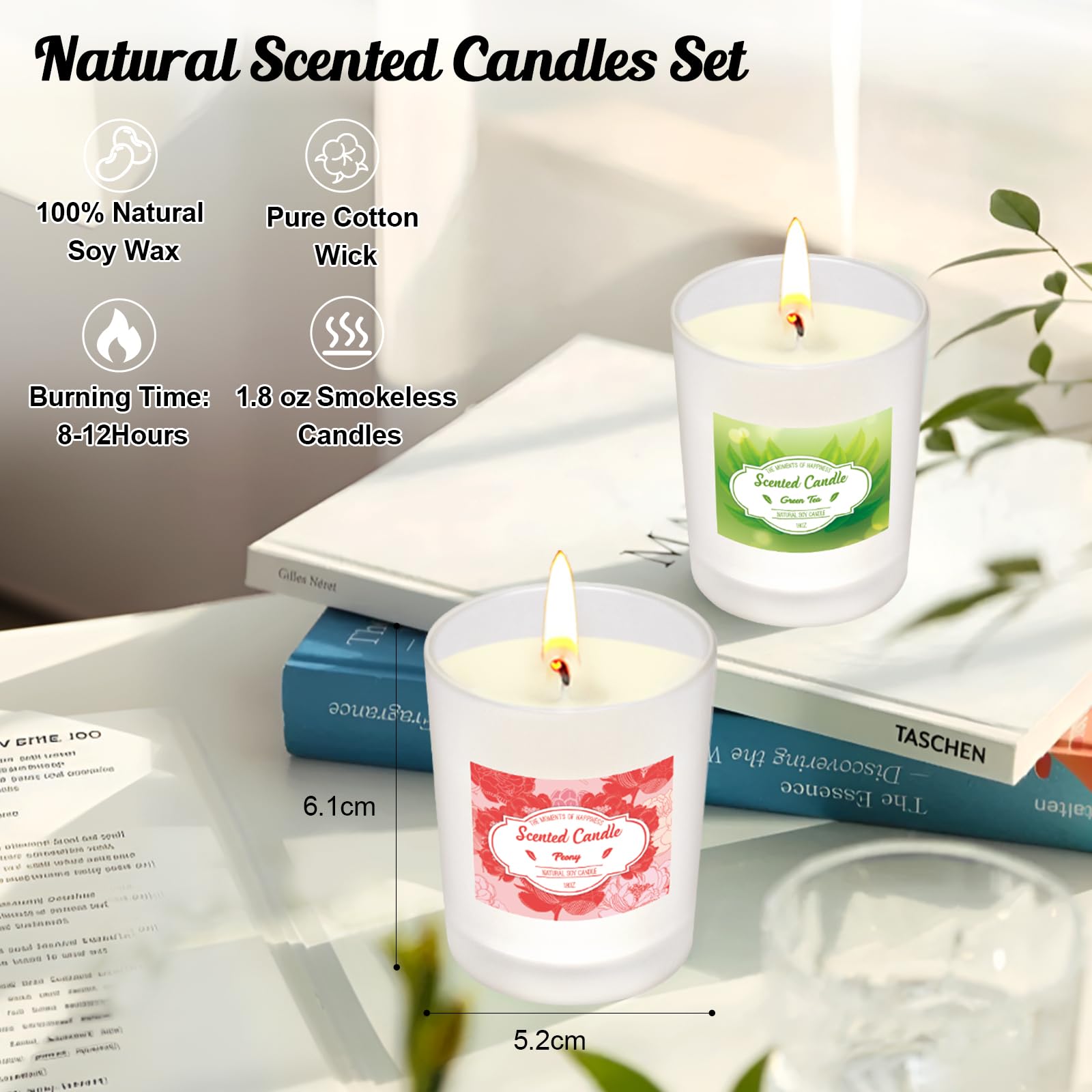 Bougie Parfumée Dans un verre | Lot de 12 Coffret Cadeau de Bougies Parfumées de Noël pour Femmes avec Durée de Combustion de 180 Heures et Cire de Soja Petits Cadeaux pour Femmes Anniversaire Noël