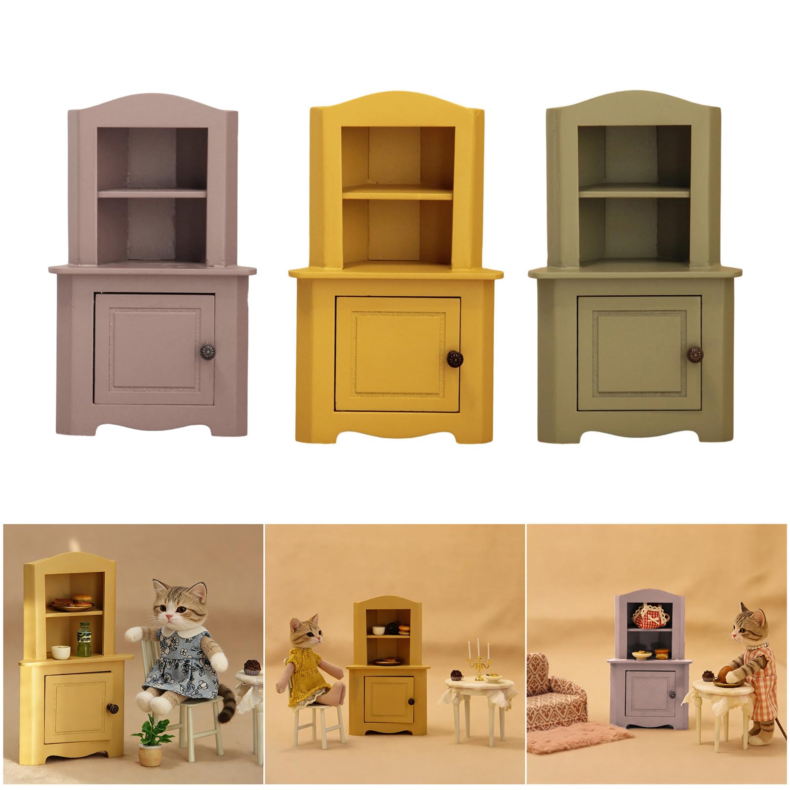 Armario de madera modelo muebles escala 1:12, amarillo