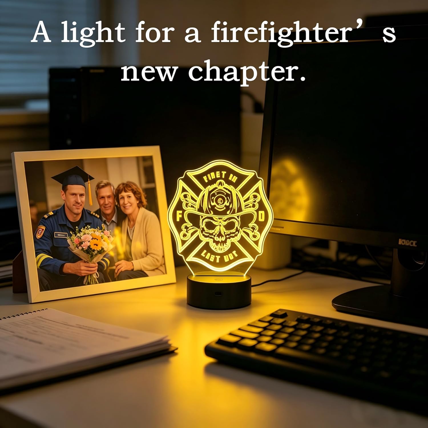 Firefighter Gifts, Fire Fighter Gifts Men, Fireman Night Light with 16 Colors Changing & Timer & Dimmer, Creative Gifts for Easter, Birthday, Father's Day, Graduation, Thank you for Firefighter, Women