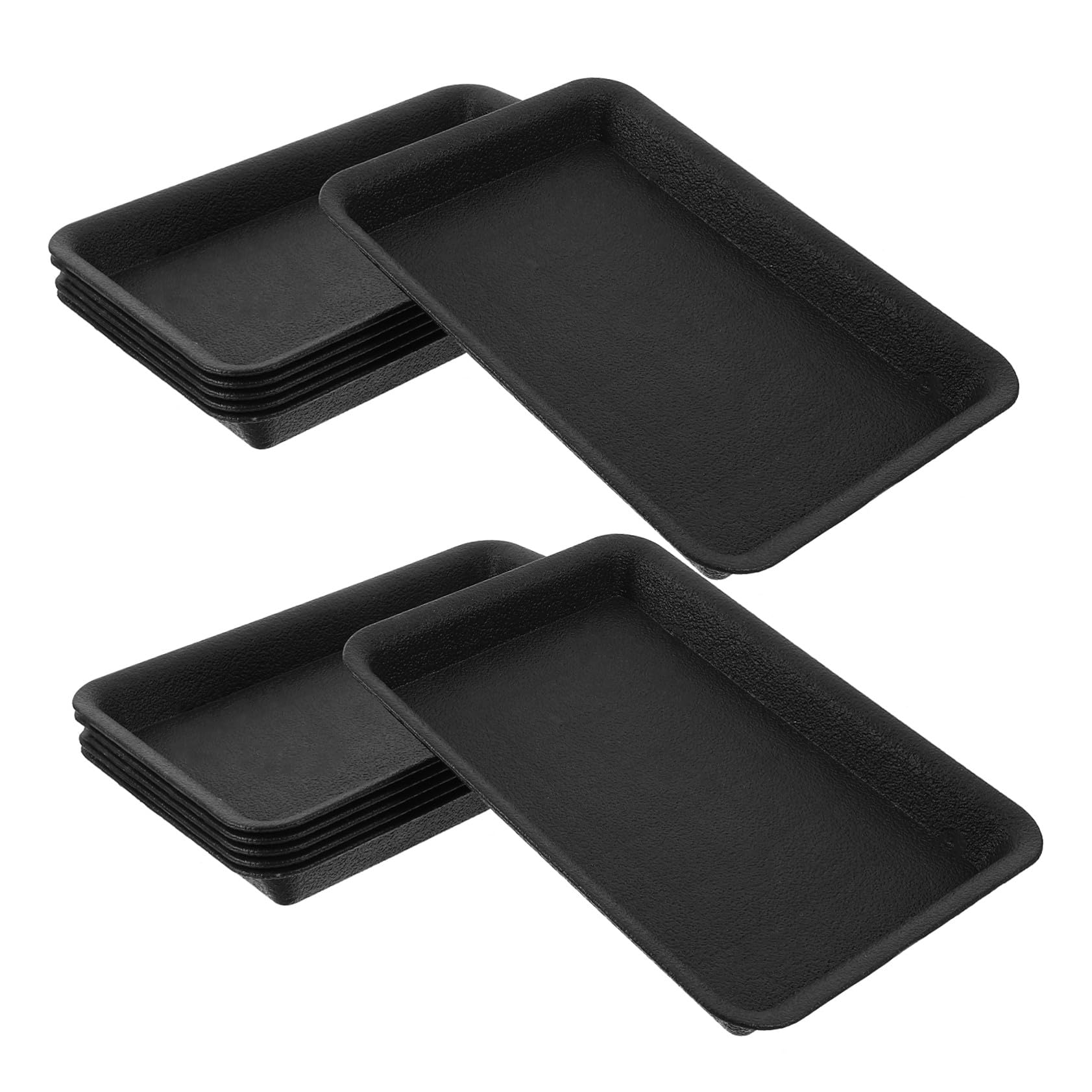 Platillos Rectangulares Negro de Plástico para Macetas 6 Piezas | Bandeja para Plantas de Mesa, Uso Exterior y Jardín, Evita Fugas, Protege Suelos y Muebles