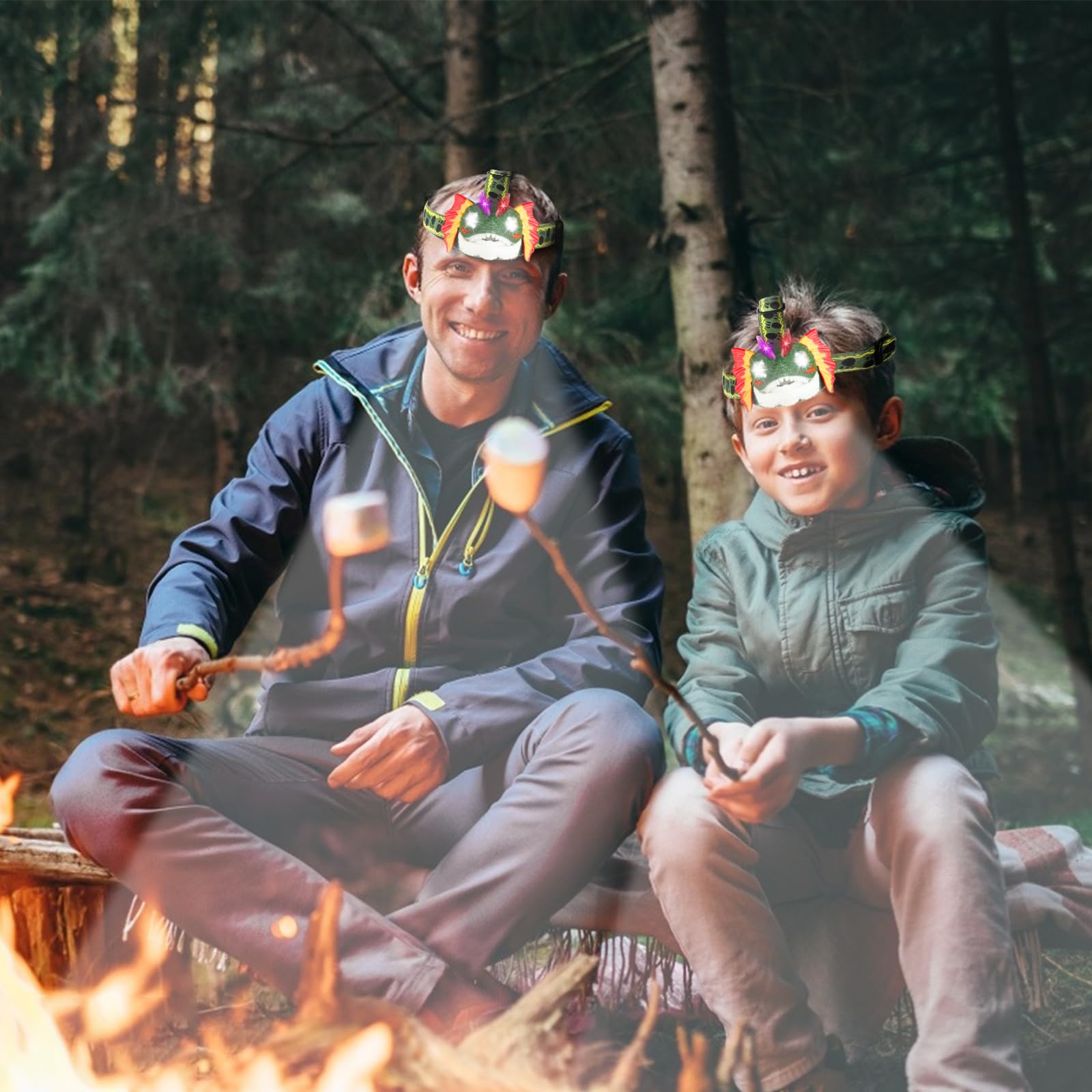 DX DA XIN Dinosaur Headlamp LED Dilophosaurus Headlamp for Kids Camping Gear Essentials Dinosaur Toy Headlighs Flashlight for Boys Girls, Gift for Birthday Halloween Christmas New Year