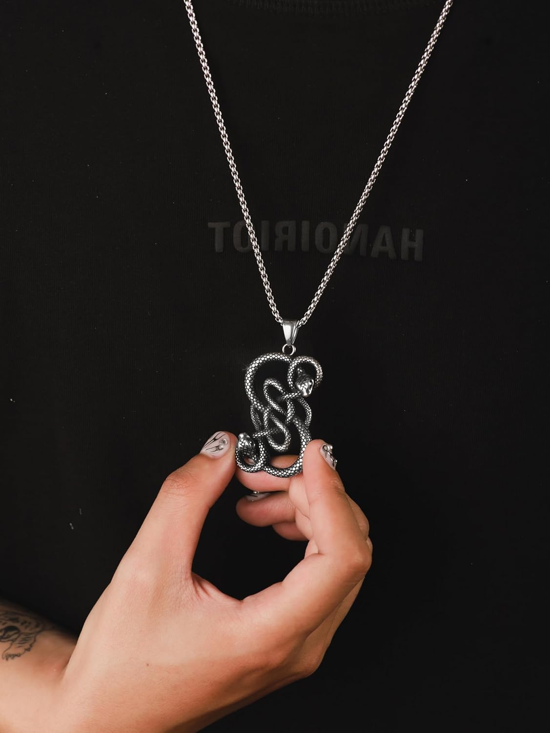 HAQUIL Snake Necklace, Norse Loki Snake Serpent Symbol Pendant, Viking Jewelry Gift for Men and Women - Image 5