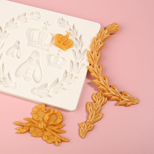 Miniatura 3 de 1 molde de silicona grande europeo retro para decoración de pasteles, molde de fondant de chocolate con orejas de trigo, abeja, para decoración de