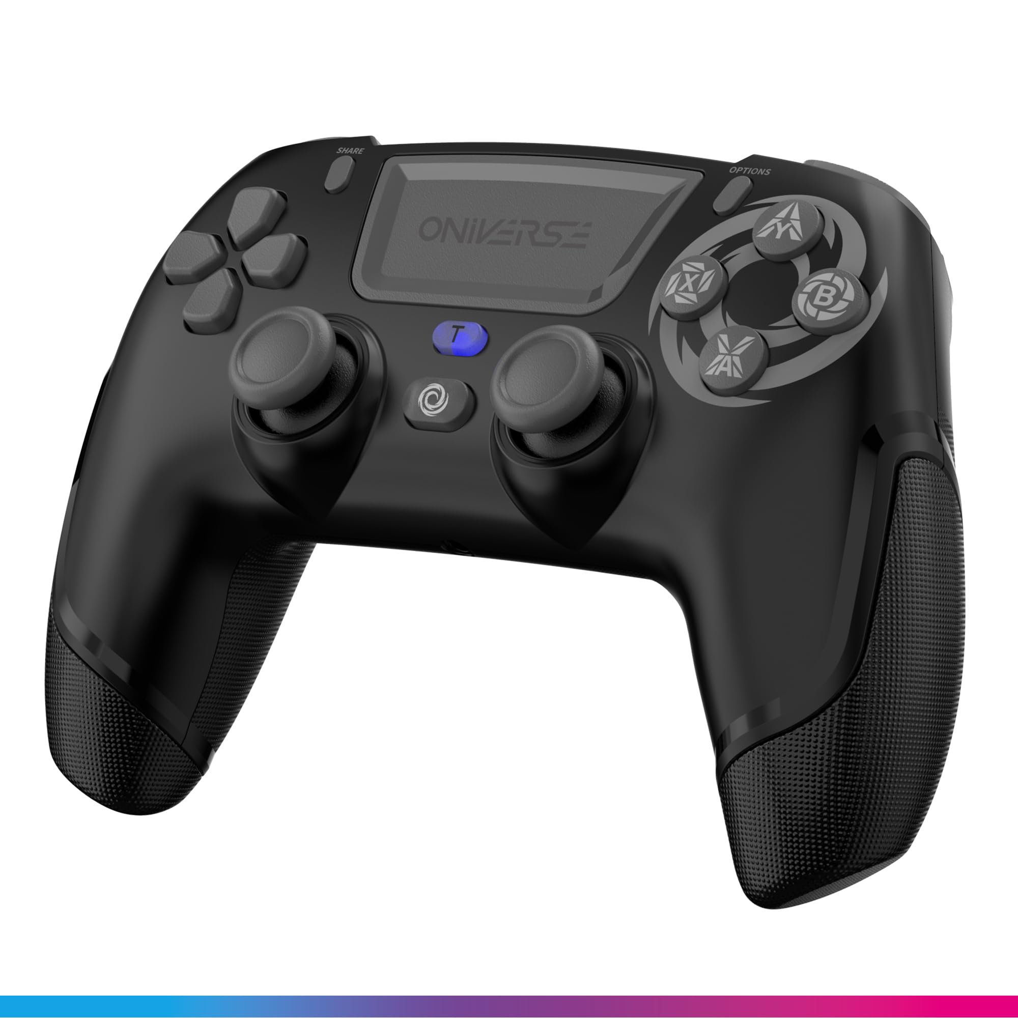 Oniverse Bezprzewodowy kontroler do PS4 PS3 PC Android iOS, gniazdo słuchawkowe, joystick z efektem hali, akumulator 1000 mAh, przyciski makro, funkcja budzenia, 6-osiowy żyroskop, Revolt Black