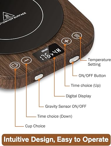 Miniatura 6 de PUSEE Plato calentador de velas grande con 2 ajustes de temperatura, calentador de taza de café con apagado automático, calentador de cera de