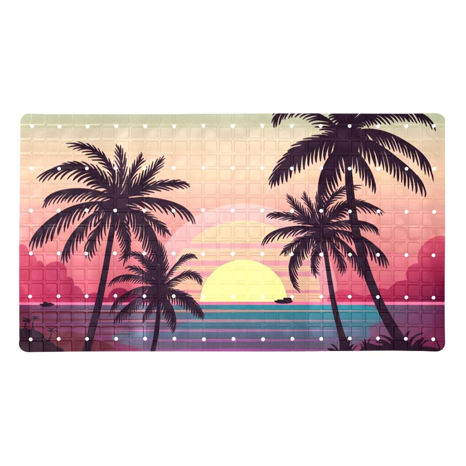 Tapis de baignoire antidérapant avec ventouses et trous de drainage 40x70