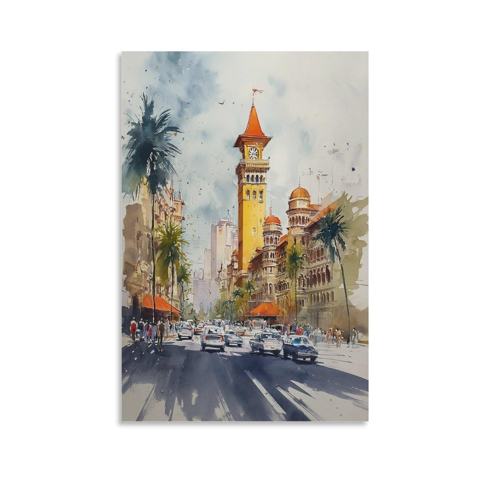 XWYMXZ Las Vegas Nevada 16x24inch(40x60cm) Vintage Travel Poster Watercolor Canvas Art