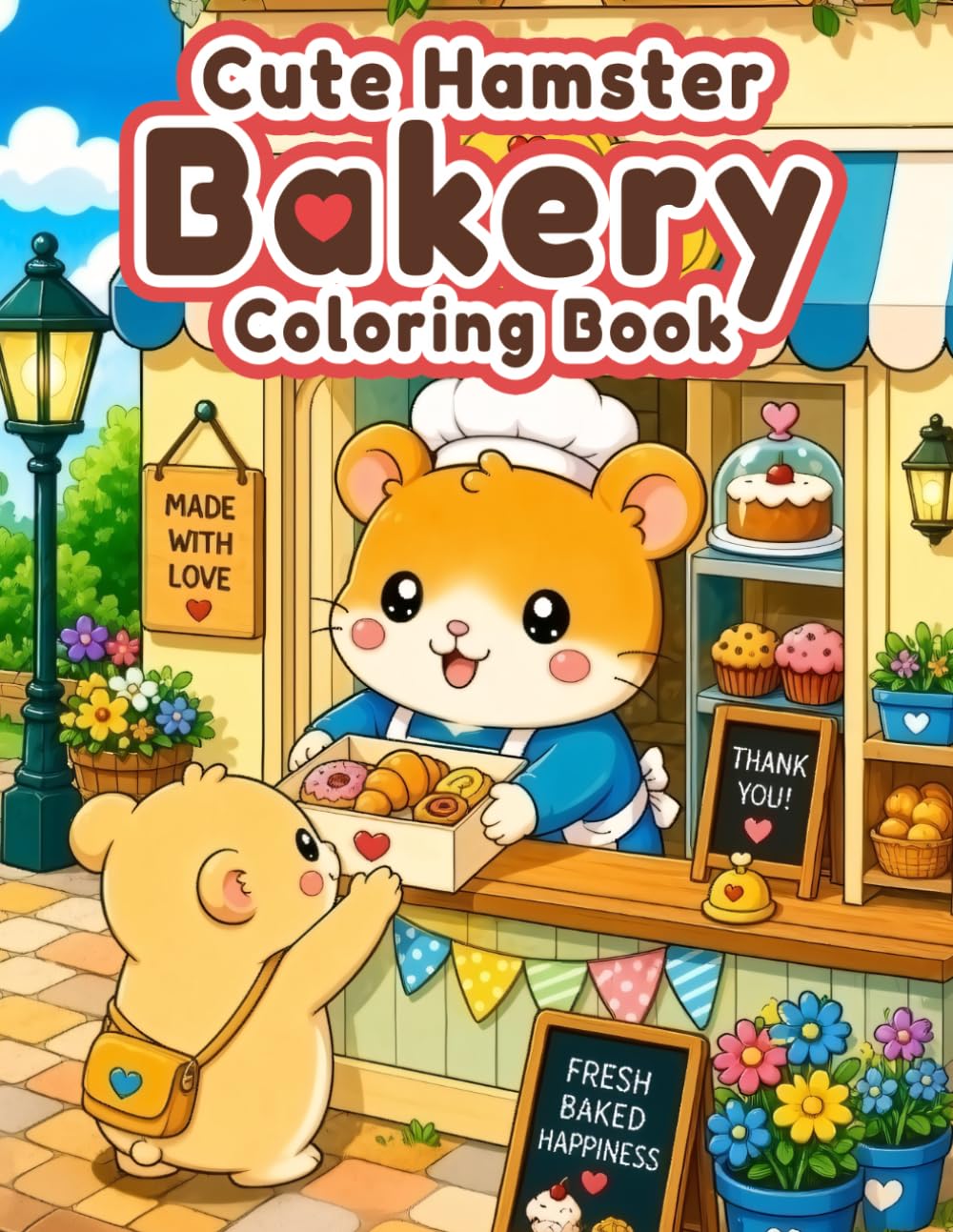 Cute Hamster Bakery Coloring Book: Sweet Pastry Shop Scenes Filled with Adorable Friends for Relaxation and Fun (Tiny Happy Town)
