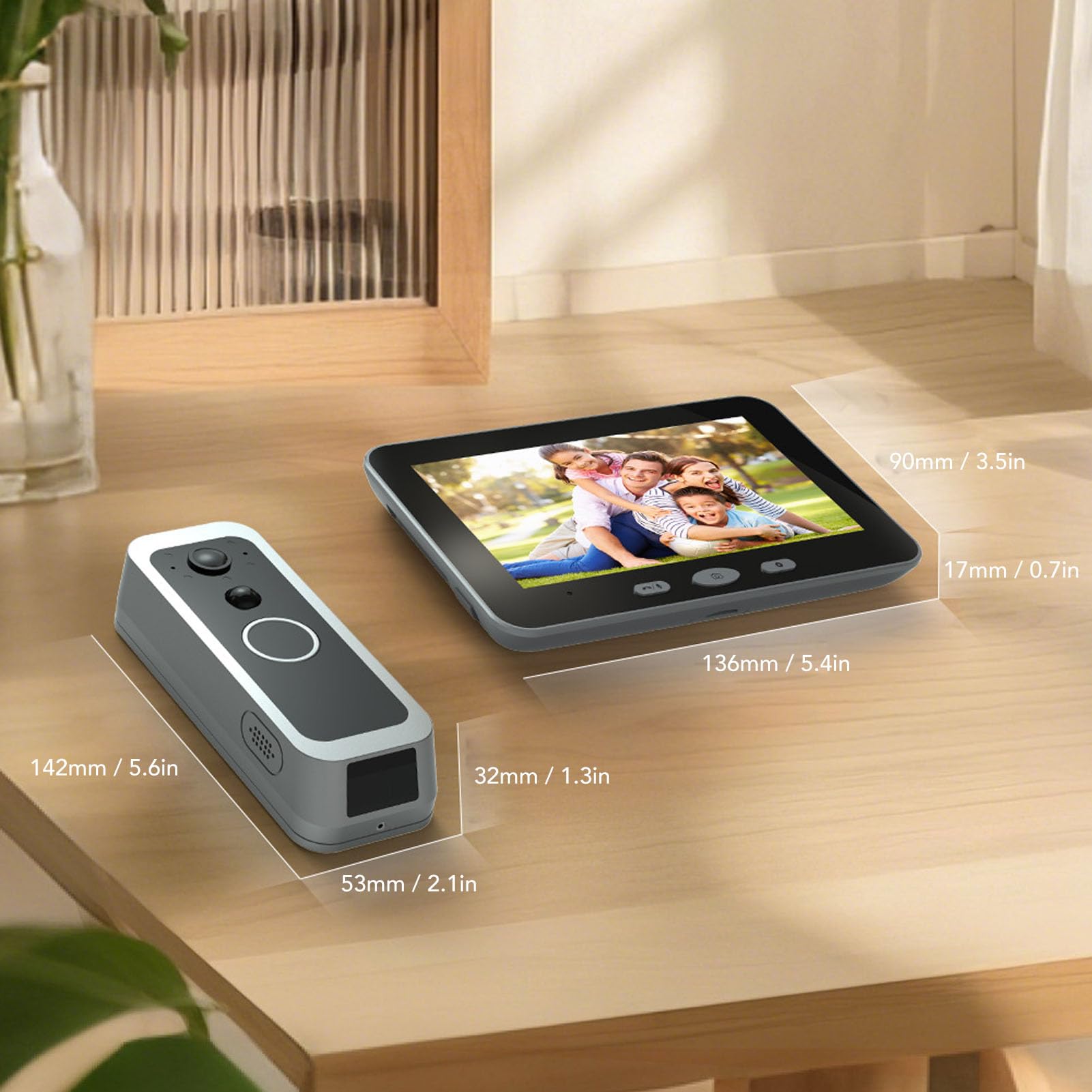 Videocitofono WiFi, Videocitofono 1080P con Display IPS 5 Pollici per Appartamenti Hotel, Grandangolo 150°, APP Rilevamento Movimento Monitoraggio Remoto Audio Bidirezionale