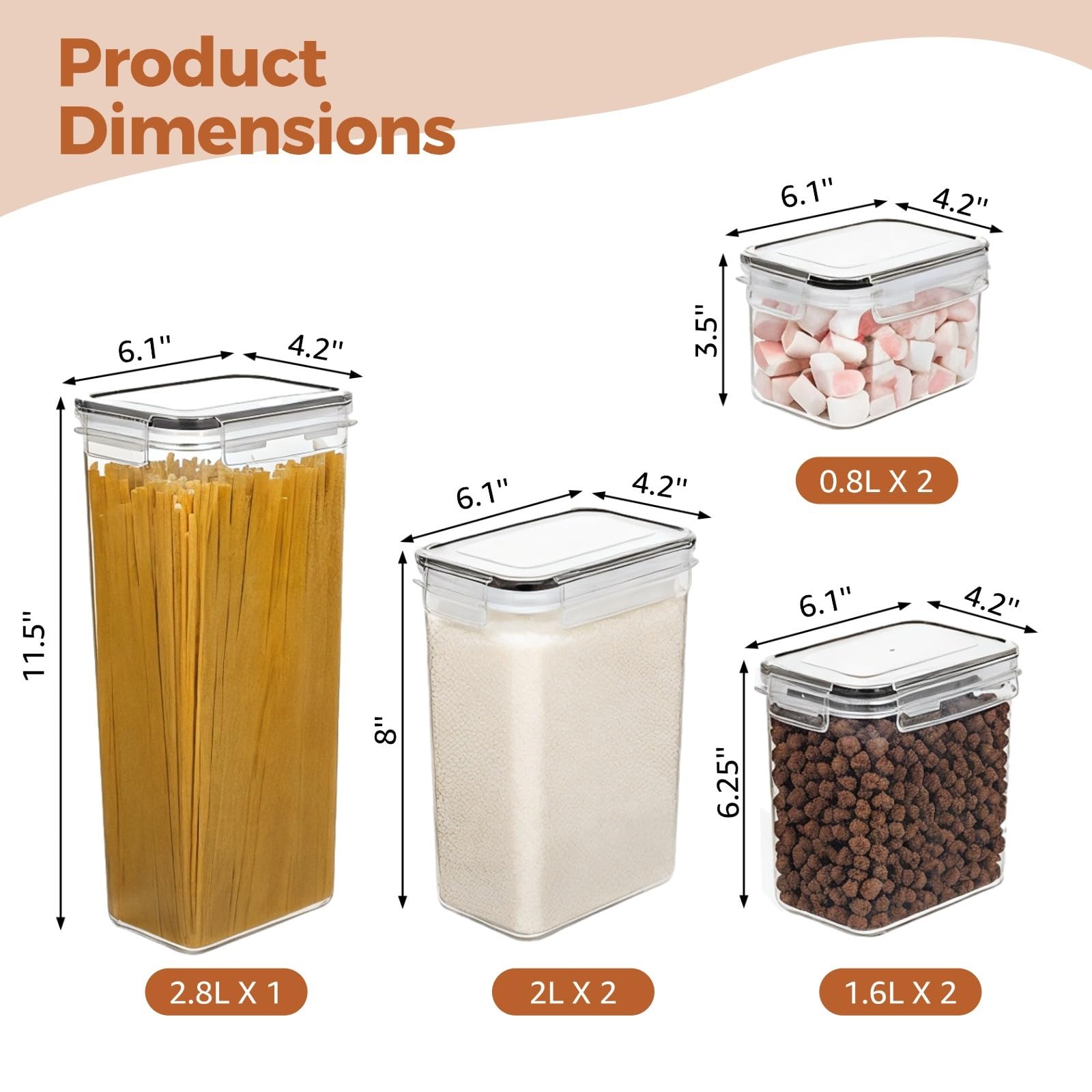 7-teiliges Frischhaltedosen-Set aus Kunststoff, luftdicht, mit Deckel, Löffeln, Etiketten und Marker, ideal für die Organisation von Küche und Speisekammer