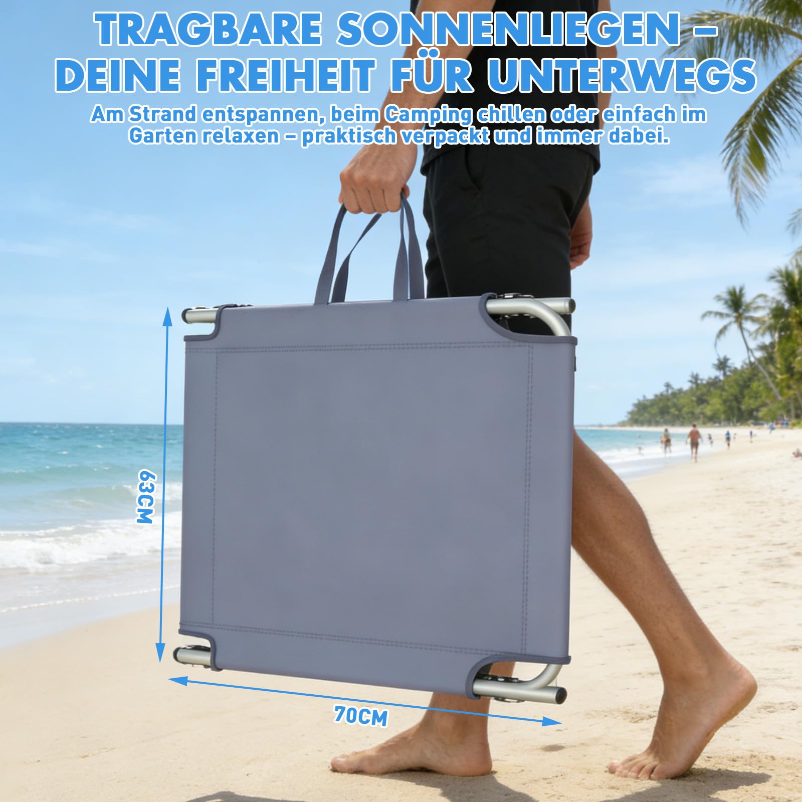 Huracan Sonnenliege Klappbar, Breiterer Liegestuhl mit Gesichtsöffnung & abnehmbaren Kissen, Gartenliege mit 3-stufig Verstellbarer Rückenlehne, Strandliege Relaxliege für Garten Strand, Anthrazit
