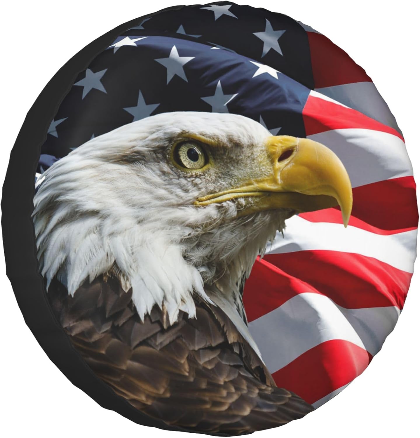 Spare Tire Cover for RV Camper Trailer Bald Eagle American Flag, Weatherproof Universal Spare Tire Cover for RV Travel Trailer Camper Truck 14inch