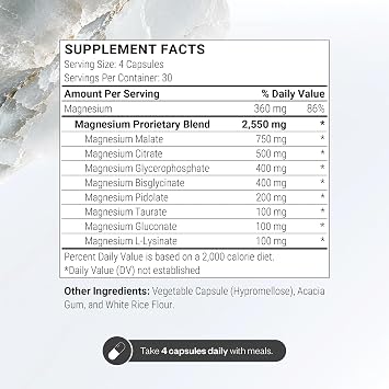 SuperSmart Multi Magnesium Formula (Previously Optimag) - Full Spectrum 8 Active Forms - Fight Magnesium Deficiency | Non-GMO & Gluten Free - 120 Vegetarian Capsules