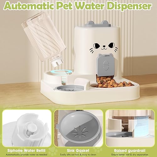 Miniatura 3 de Alimentador automático para mascotas de 1.6 L y dispensador de agua de 0.6 L, dispensador automático de alimentos y agua para gatos, alimentador por