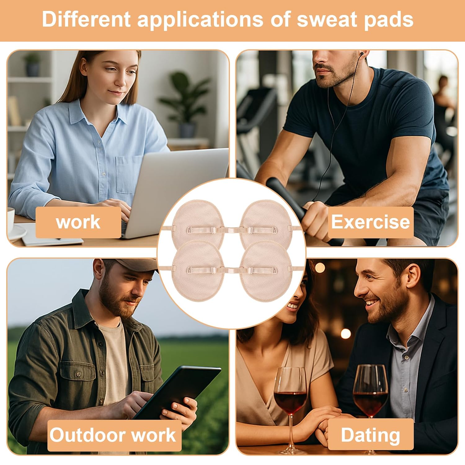 2 Pairs Armpit Sweat Pads, Reusable Underarm Pads for Sweating Women, Convenient Underarm Sweat Pads, Comfortable snd Breathable Arm Pit Sweat Guards