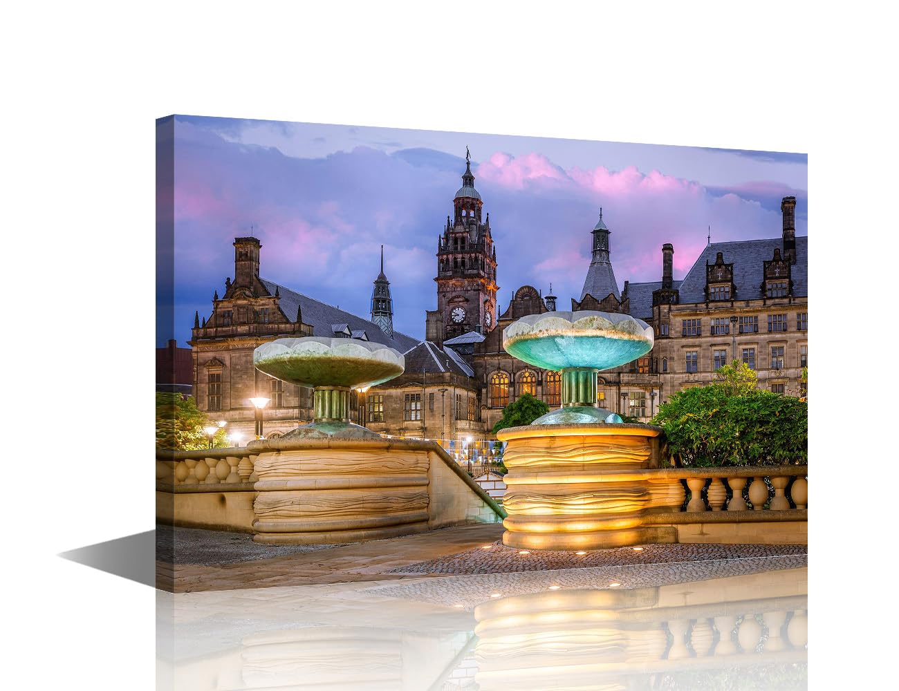TISHIRON Sheffield City Skyline Canvas Paintings Sheffield Poster Prints Wall Art Decor for Bedroom Office Decoration Stretch and Framed Ready to Hang 24" W x 16" H