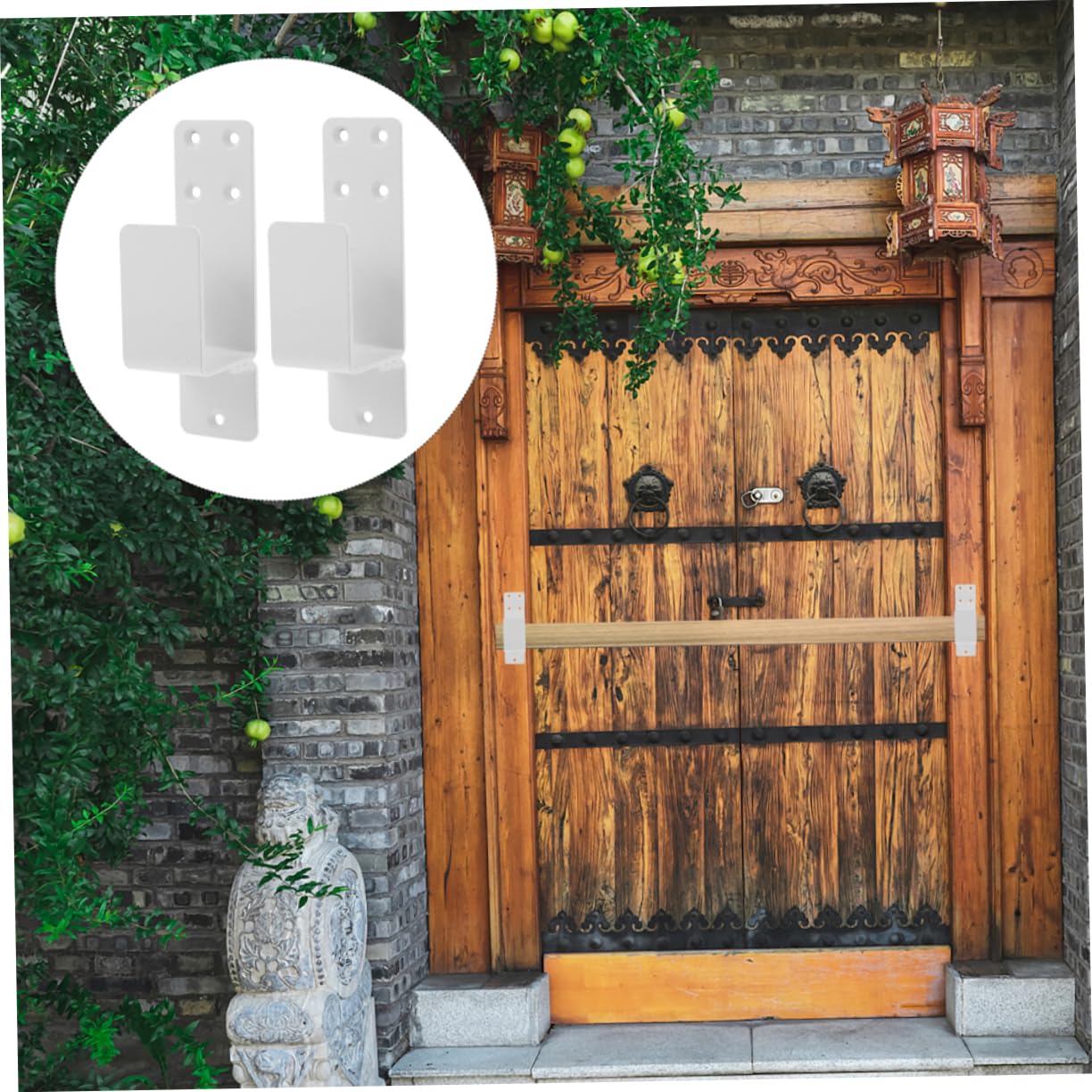 jojofuny Support de Barre de Sécurité en Acier pour Porte et Portail Blanc, Design Épaissi en U, Maintient Sécurisé, pour Porte de Garage Entrée