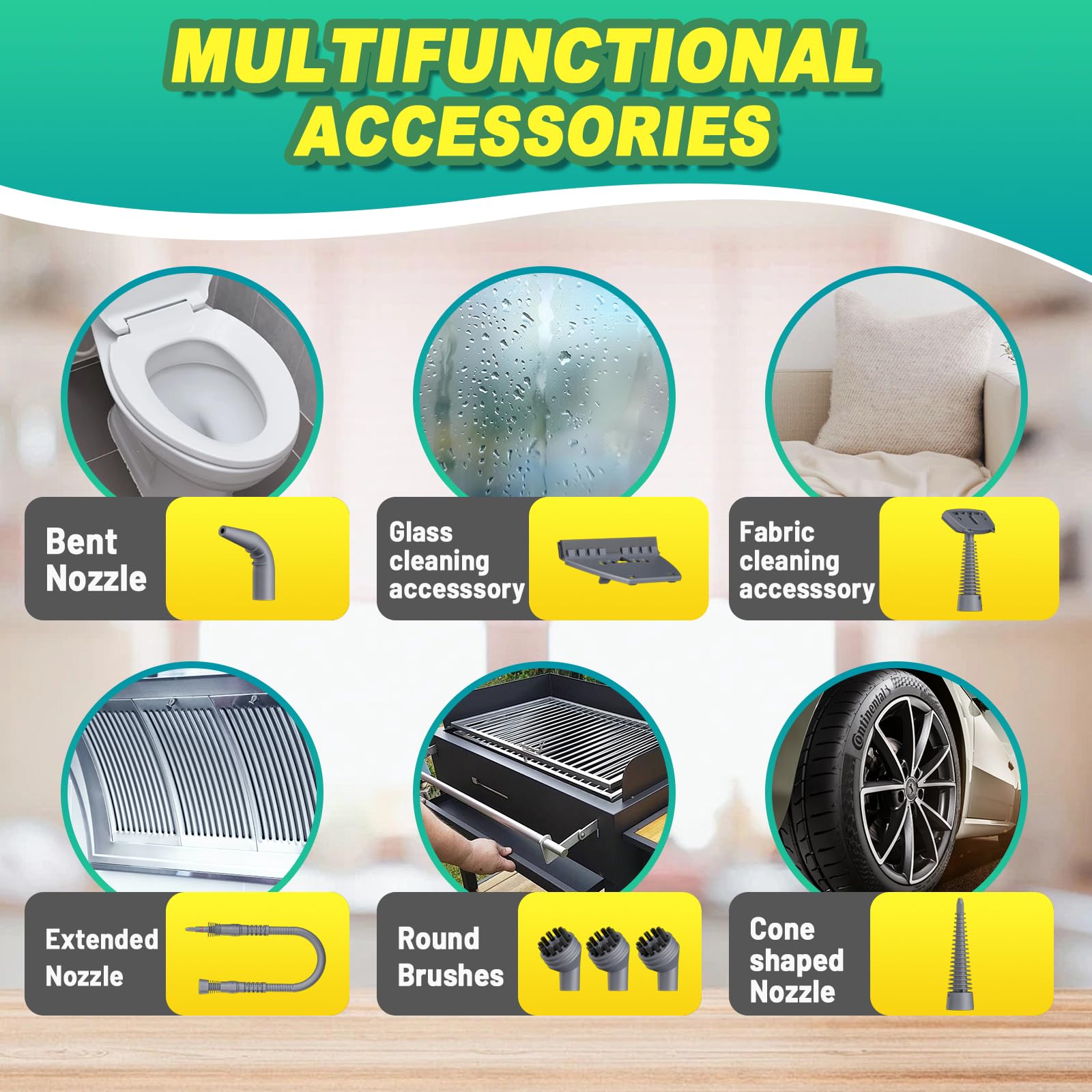 Limpiador de vapor a presión de mano multisuperficie con 13 accesorios, vaporizador portátil para limpieza, limpiador de vapor multiusos para el hogar/coche/baño/grasa/tapicería/suelo/lechada y más