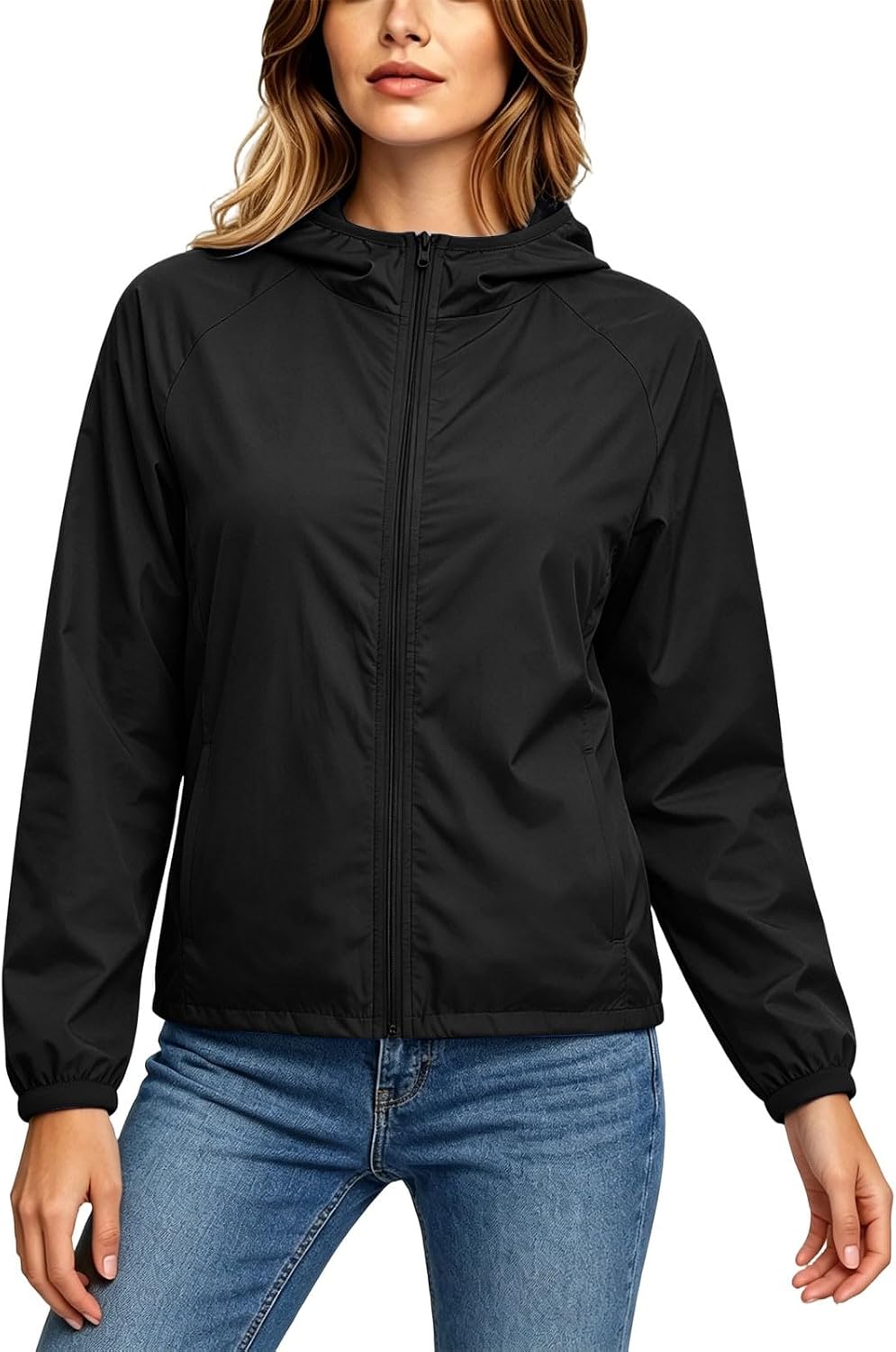 Raincoats for Women with Hood Lightweight Zip Up Casual Windbreaker Waterproof Rain Jackets Outdoor Hiking
