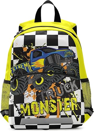 Mochila para niños, Monster Truck ligera, para niños y niñas, con clip para el pecho, Monster Truck, Mochilas tradicionales