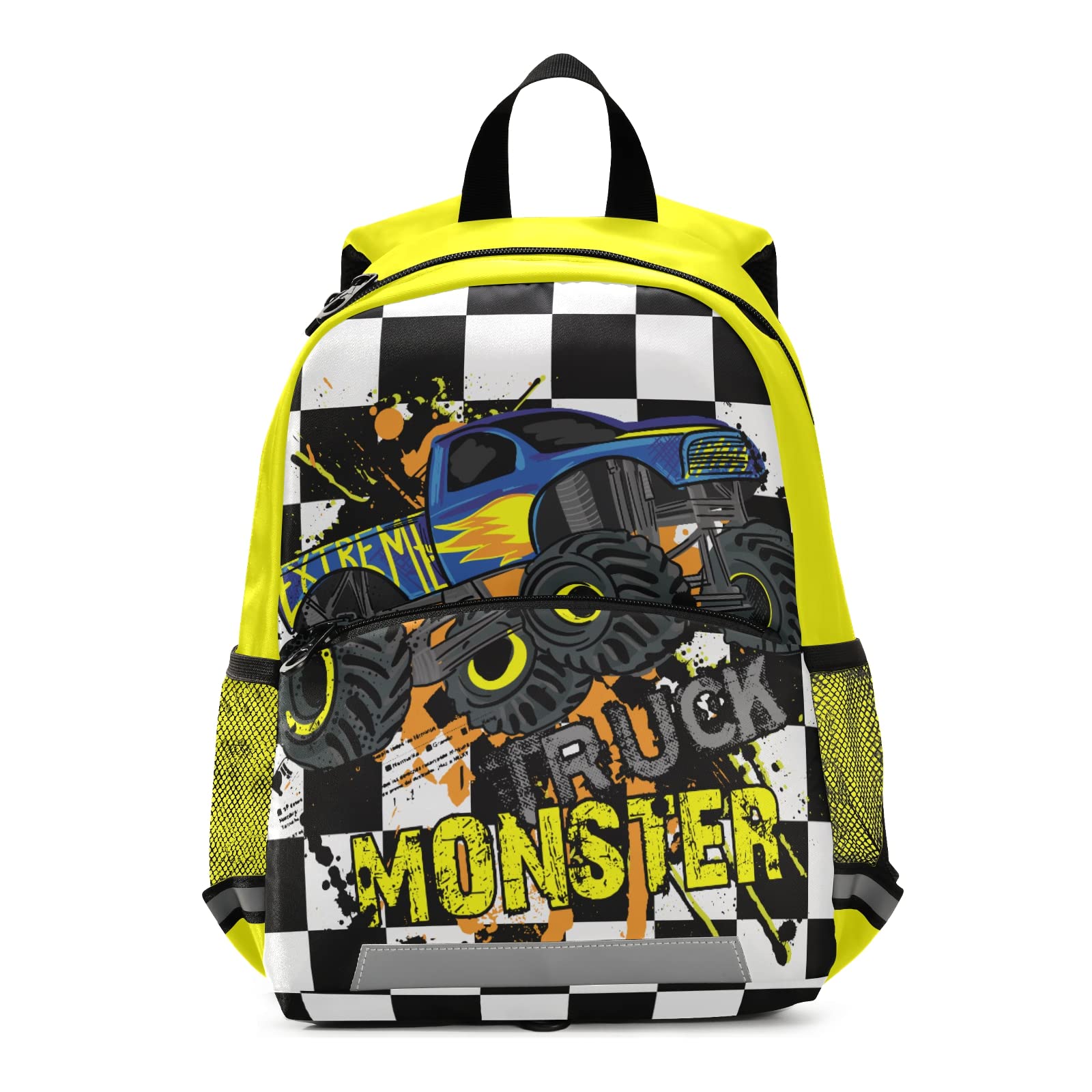 litebear Toddler Backpack,Monster HighTruck Cars Preschool Backpack for Toddlers Boys Girls with Chest clip