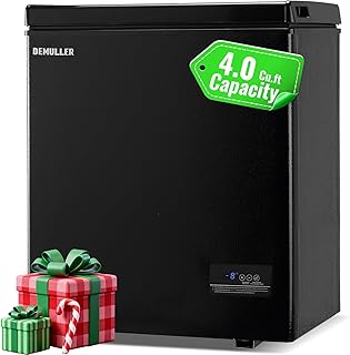Chest Freezer with Electronic Panel, Accurate Temperature Display to 1 ℉ 4.0 Cu.ft Deep Freezing Machine with 2 Removable Baskets Suitable for Home Kitchen Apartment Black