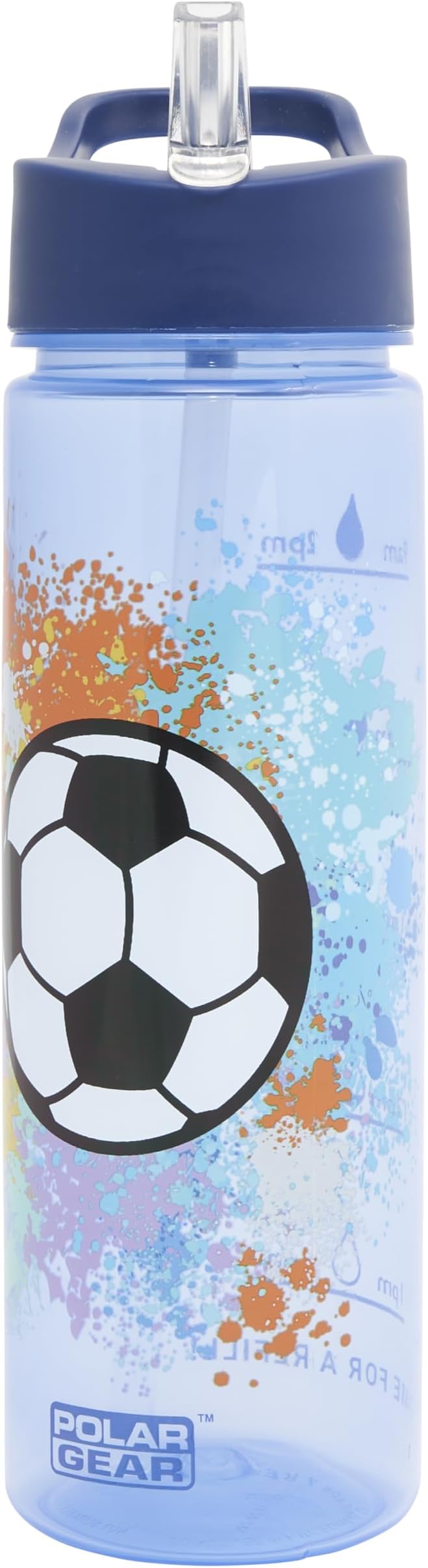 Polar Gear Football 600ml Kids Water Bottles with Straw Back to School Supplies Girls Boys Water Bottle - Water Bottle for Kids, Blue