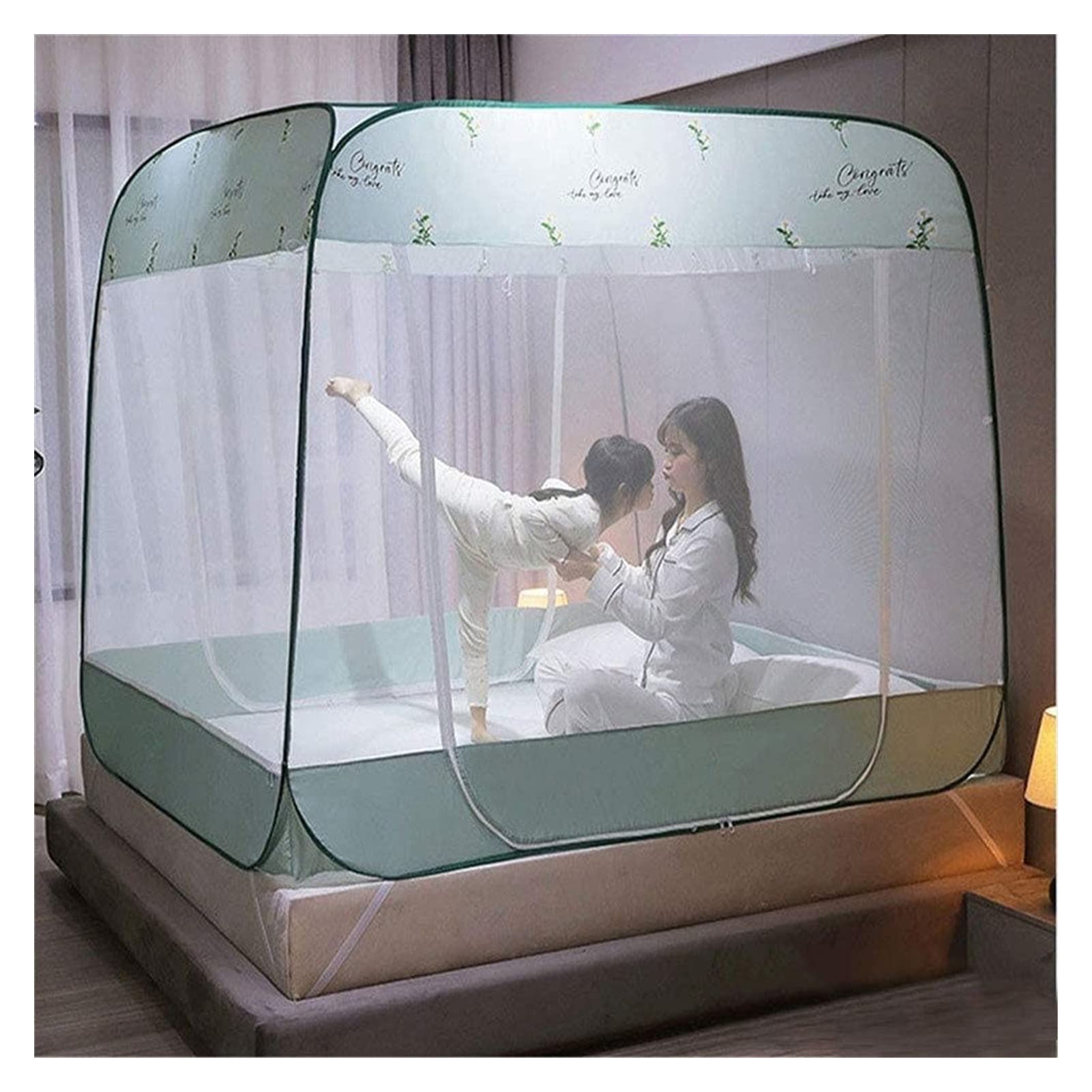 Moustiquaire lit pop up anti moustique pour stopper les piqûres la nuit 1,5x2m